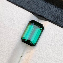 Natural Bluish Green Tourmaline Emerald Cut 2.42 Carat Loose Gemstone for Ring