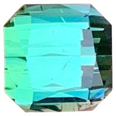 Natural Bluish Green Tourmaline Emerald Cut Gemstone for Jewelry