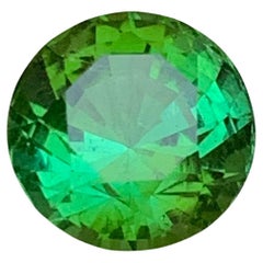 Tormalina verde bluastra naturale con taglio rotondo da 3,38 carati, gemma sfusa per anello