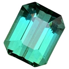 Natural Bluish Hue Green Tourmaline 4.12 Ct Emerald Cut Loose Gemstone for Ring