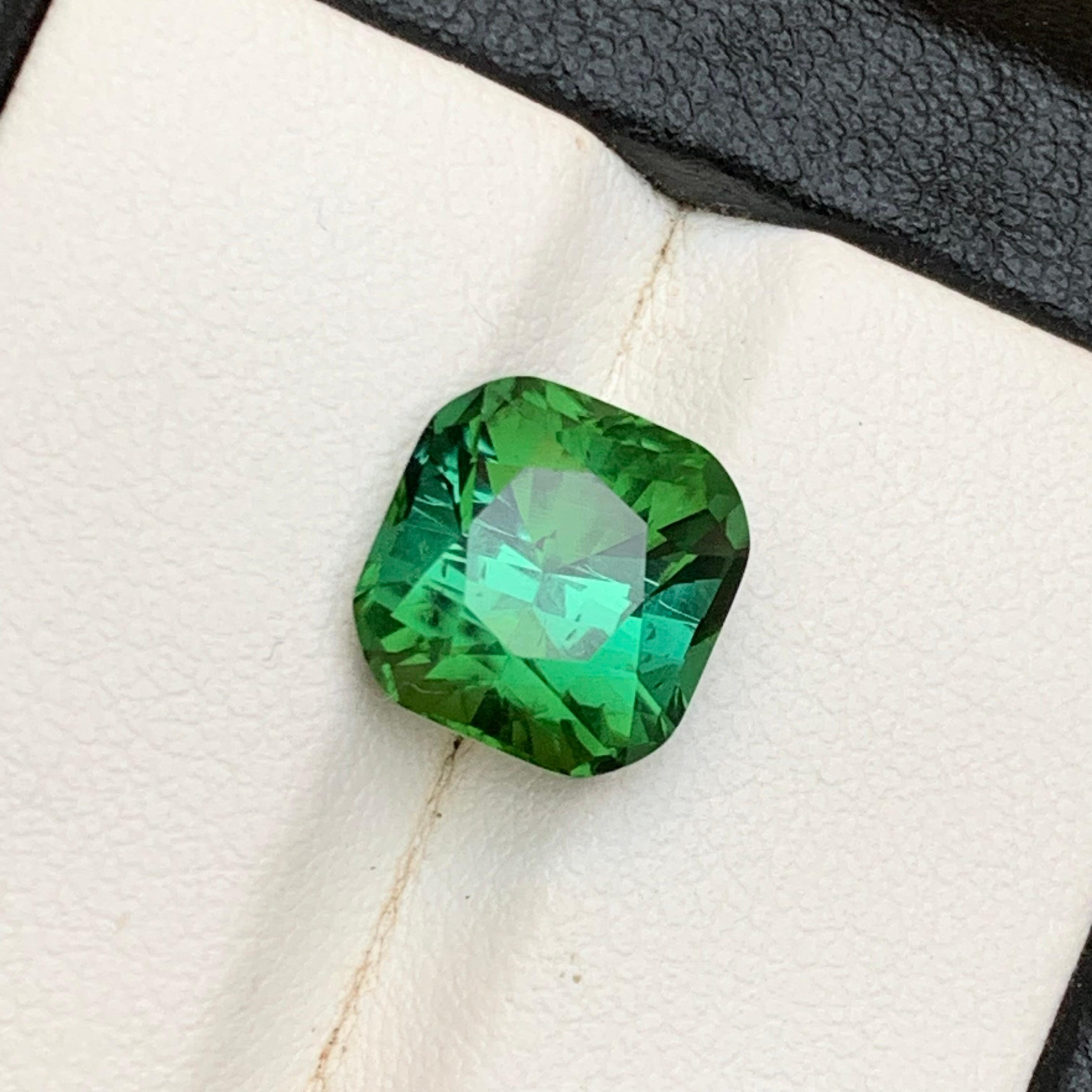 Gema suelta de turmalina verde natural azulada de 4,75 qt, talla cojín, para anillo en venta 4