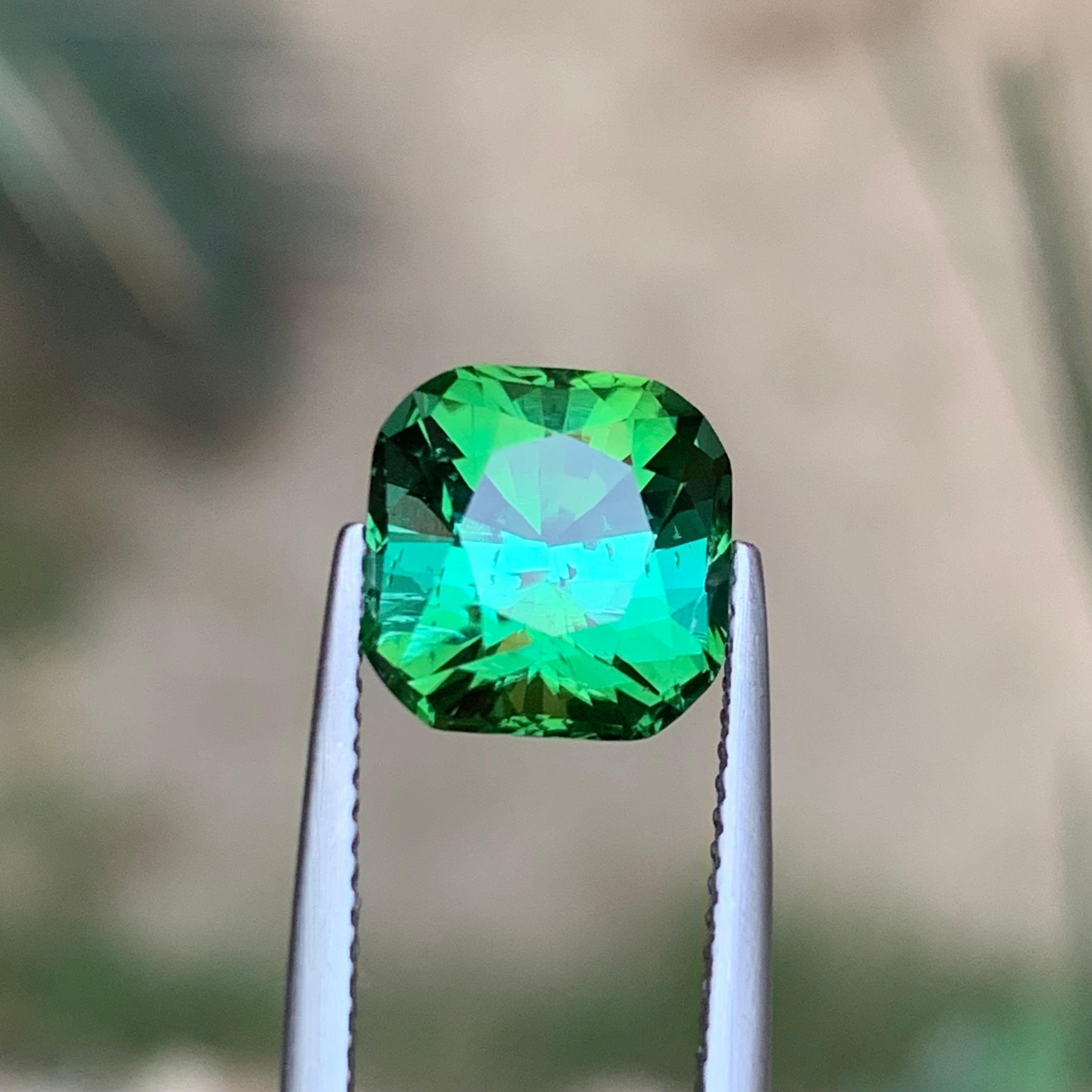 Gema suelta de turmalina verde natural azulada de 4,75 qt, talla cojín, para anillo en venta 5