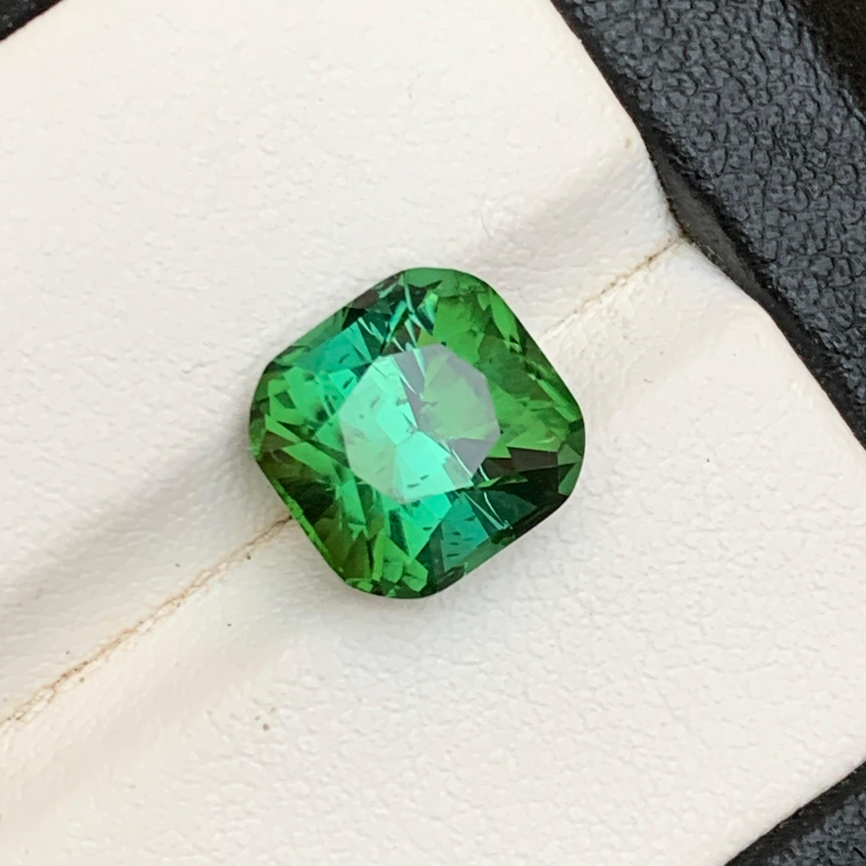 Gema suelta de turmalina verde natural azulada de 4,75 qt, talla cojín, para anillo en venta 6