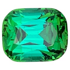 Gema de turmalina de color verde menta azulado natural, con corte en cojín, para joyería a medida