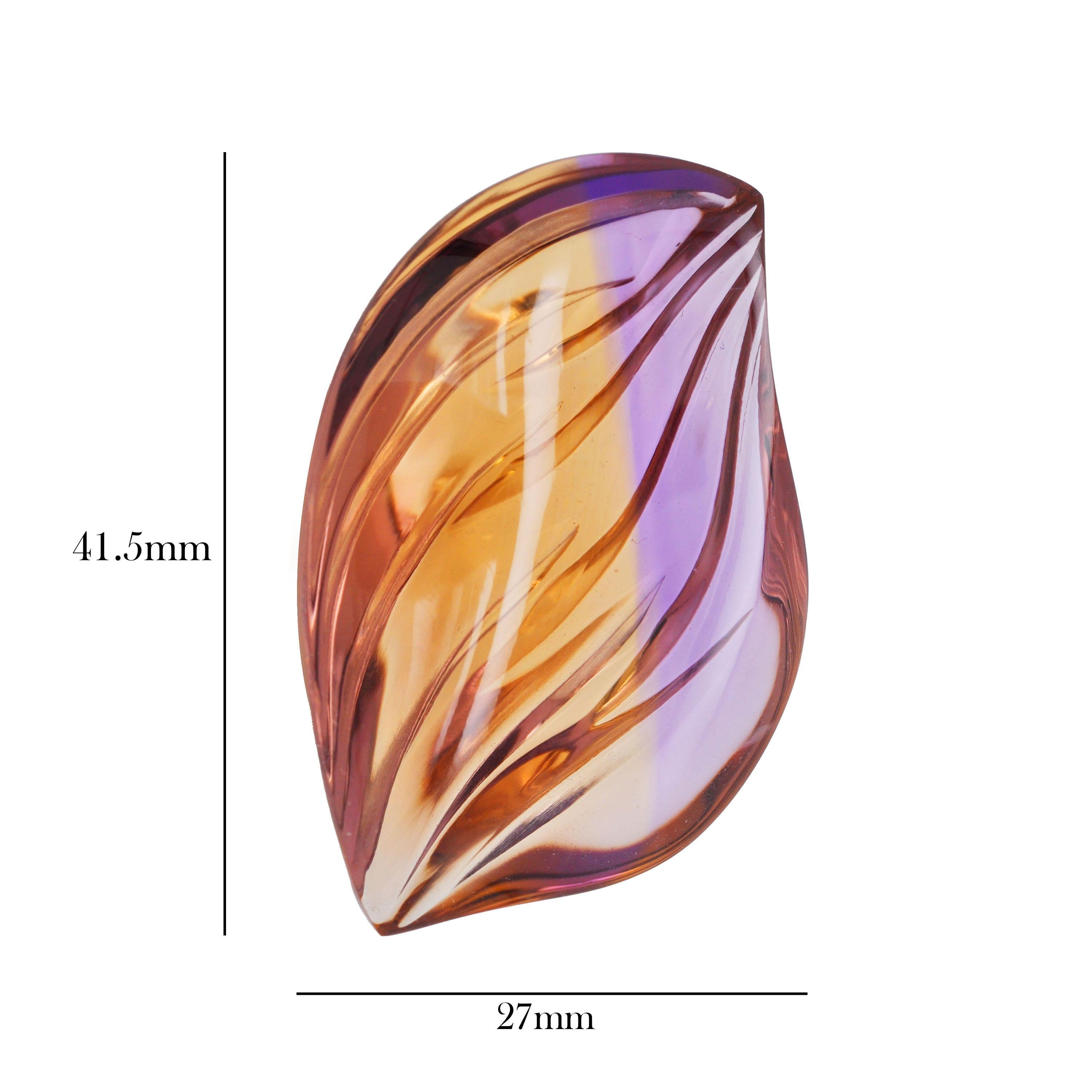 Natural Bolivian Ametrine Hand Carved Fancy Cut Loose Gemstone Pendant Brooch In New Condition For Sale In Jaipur, Rajasthan