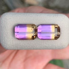 Natural Bolivian Purple & Yellow Ametrine Loose Gemstone Pair For Jewelry 12mm
