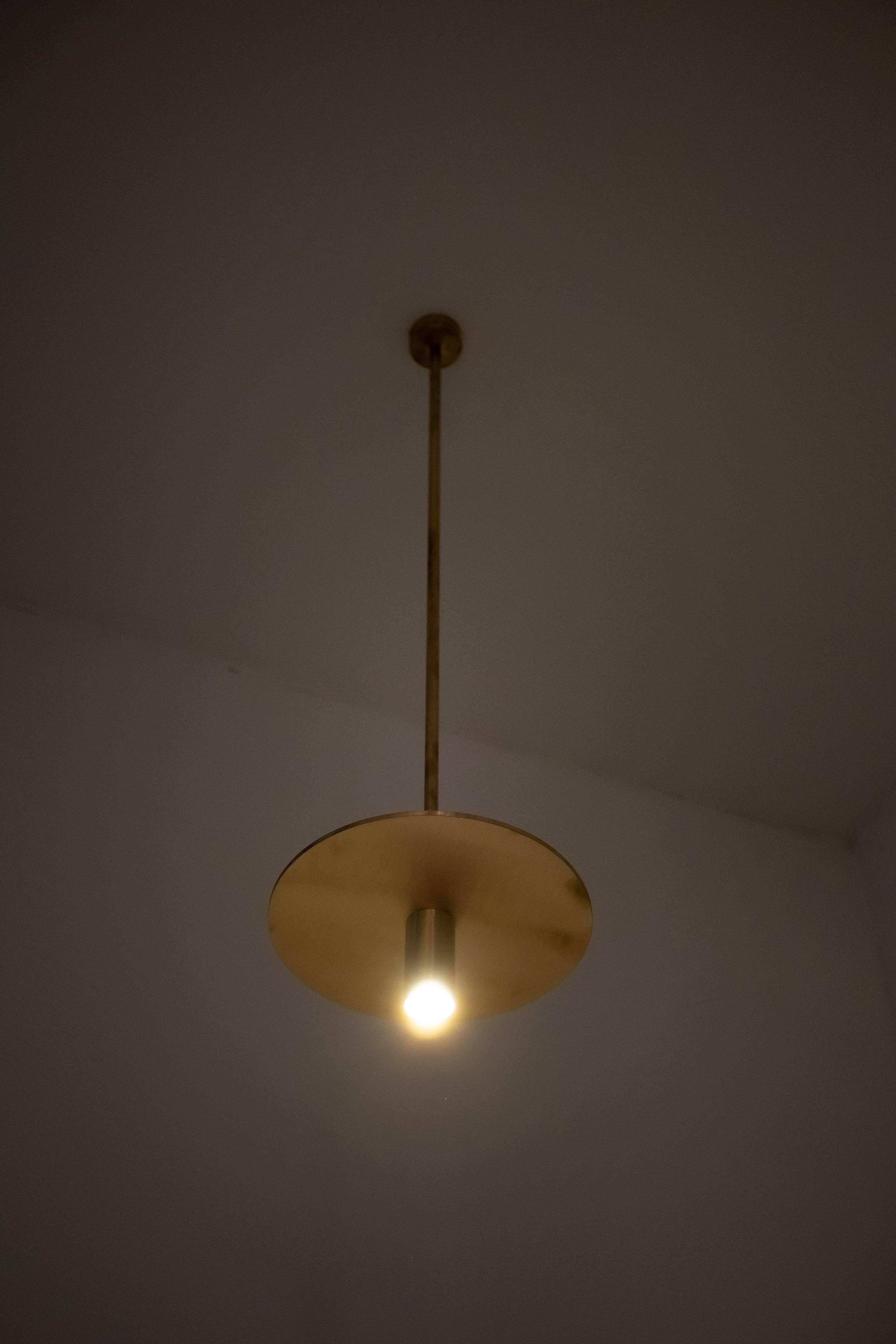Brushed Natural Brass Contemporary-Modern Ceiling Light Handcrafted in Italy For Sale