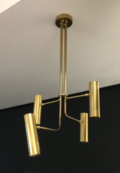 Natural Brass Contemporary-Modern Decorative Chandlier Handcrafted in Italy