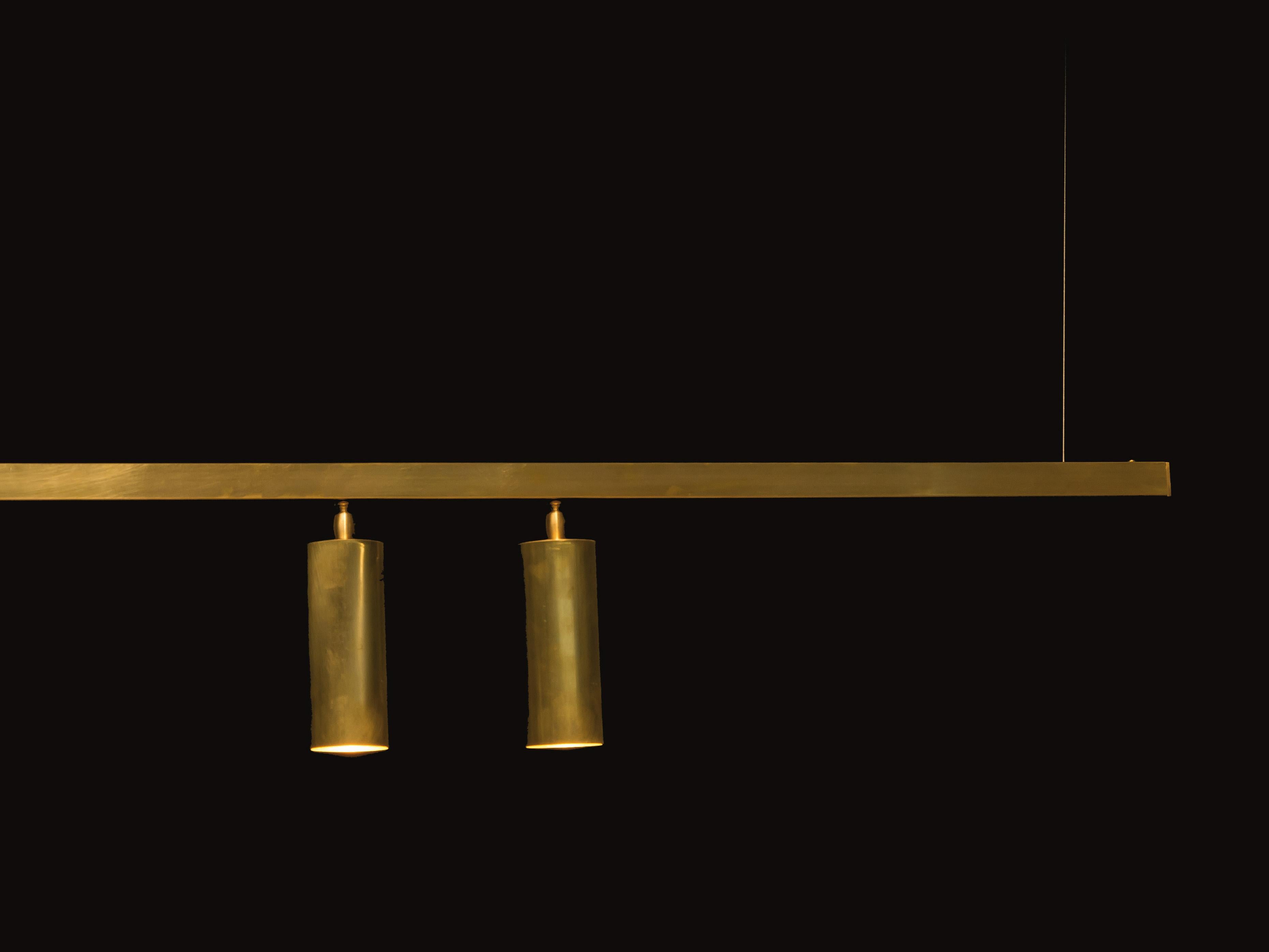 Italian Natural Brass Contemporary-Modern Decorative Pendant lamp Handcrafted in Italy For Sale