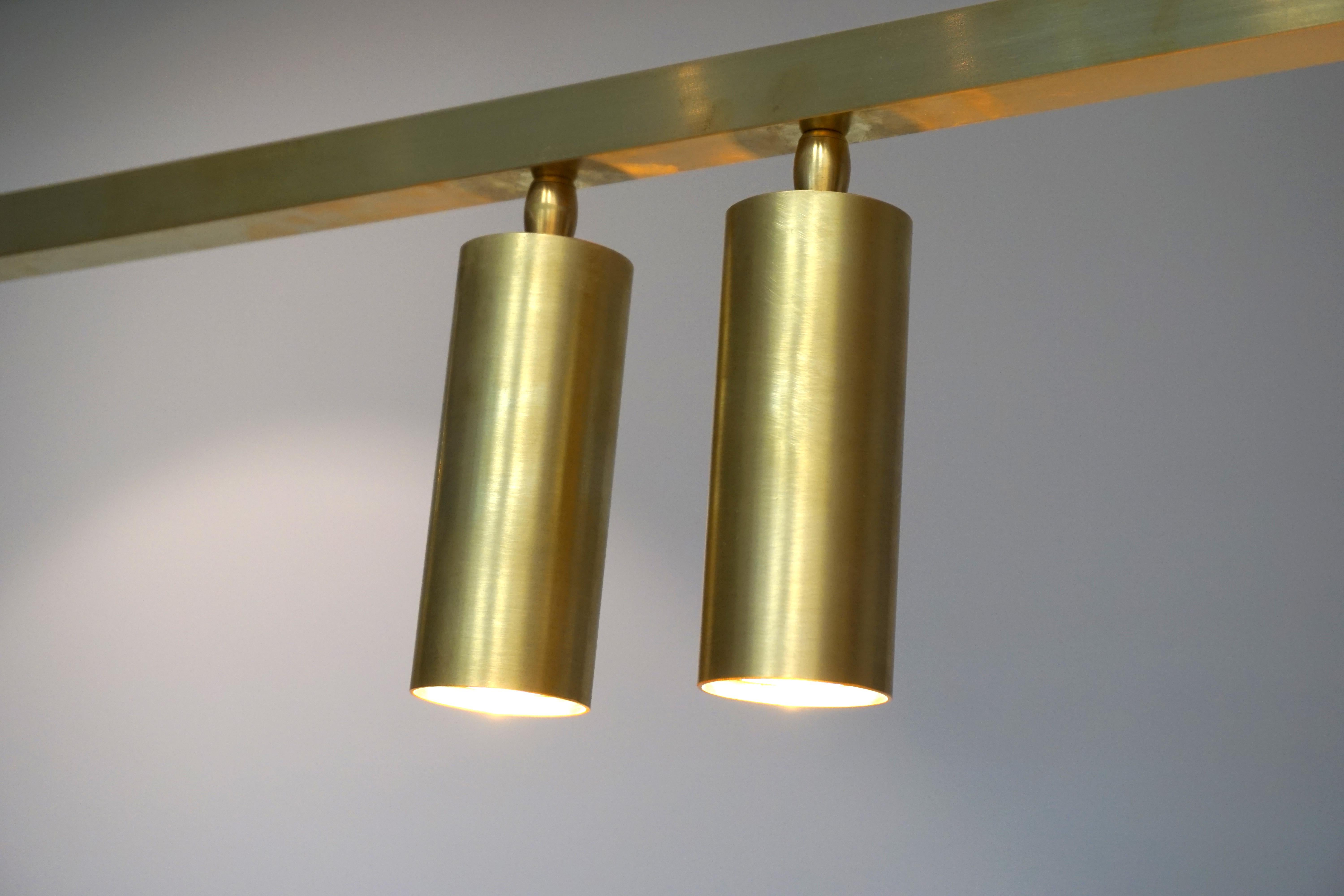 Brushed Natural Brass Contemporary-Modern Decorative Pendant lamp Handcrafted in Italy For Sale