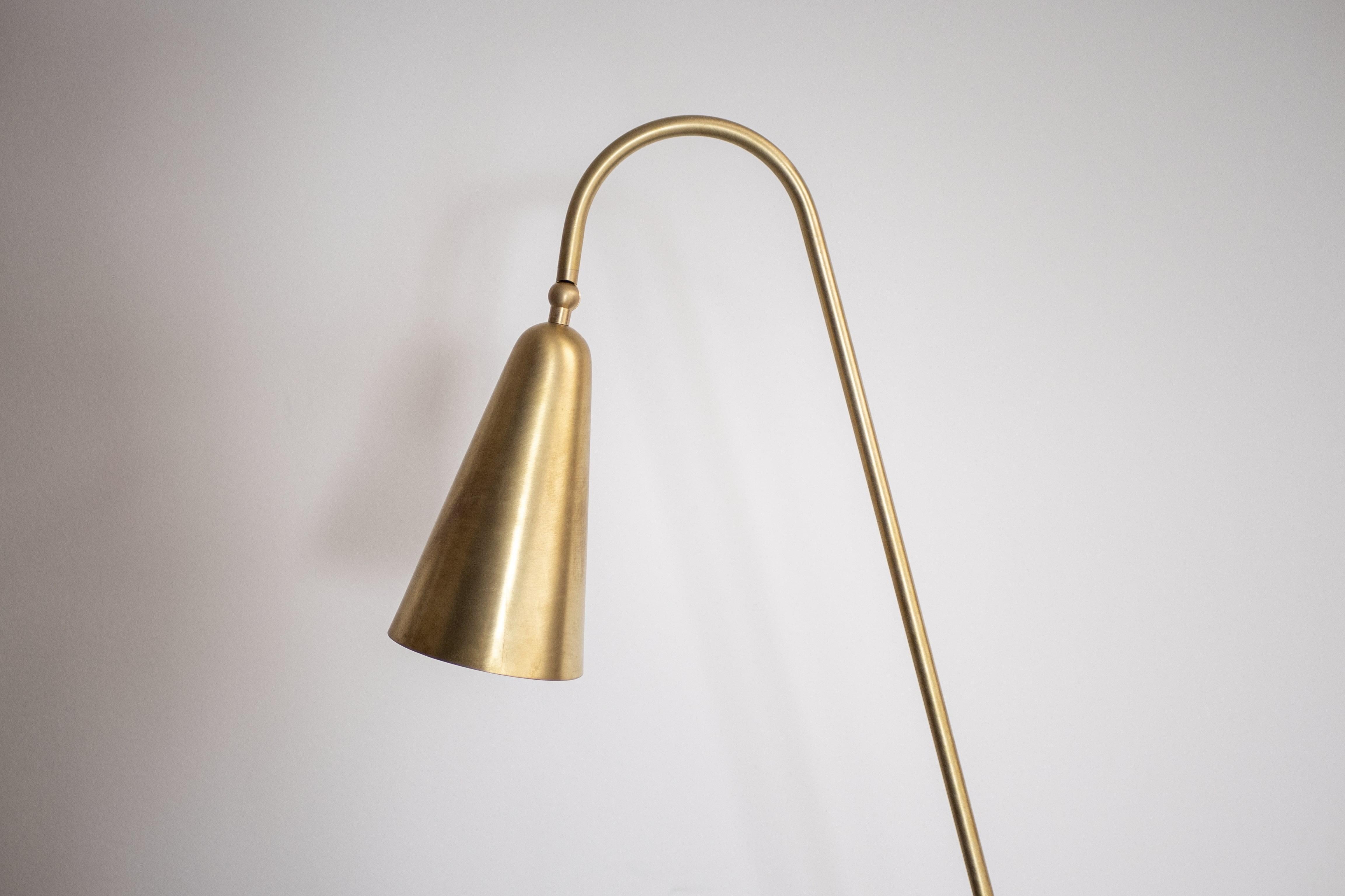Burnished Natural Brass Contemporary-Modern Floor Lamp Handcrafted in Italy by 247lab For Sale