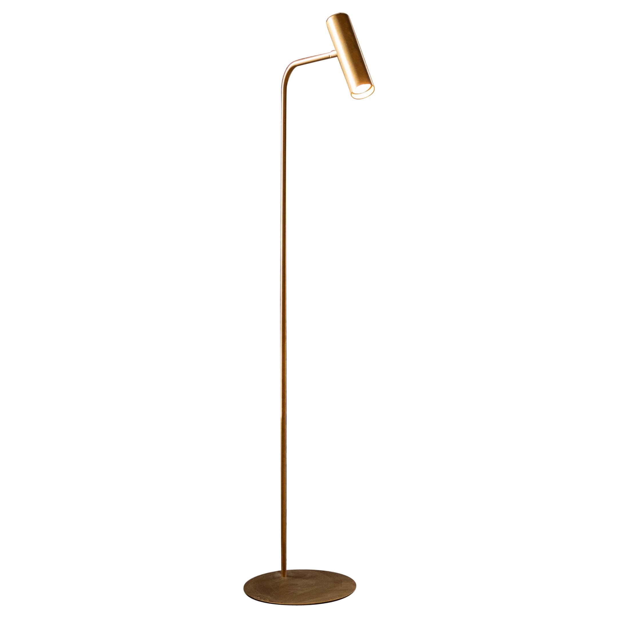 Lampadaire contemporain moderne en laiton naturel fabriqué à la main en Italie par 247lab