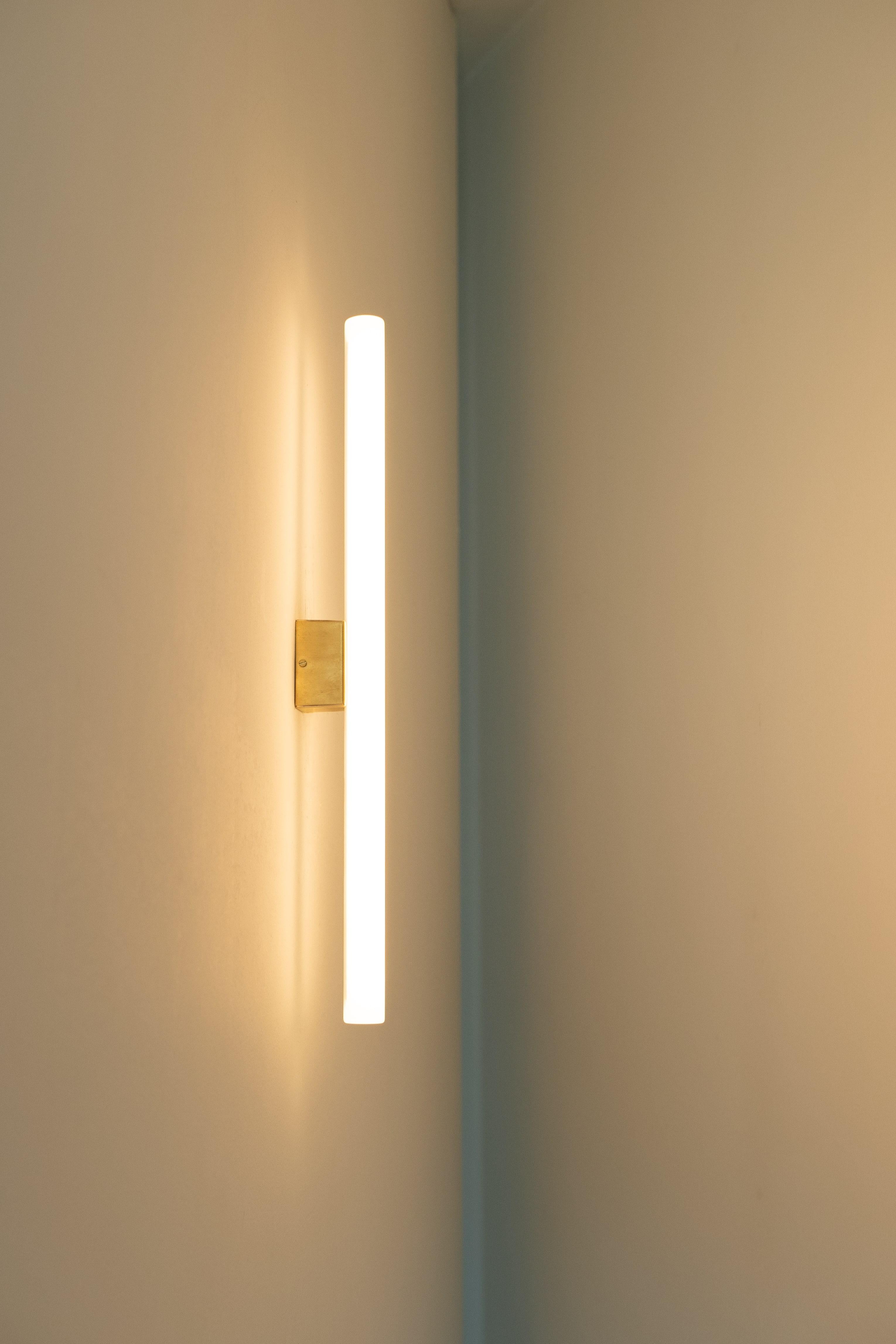 Brushed Natural Brass Contemporary-Modern Wall Light Handcrafted in Italy For Sale