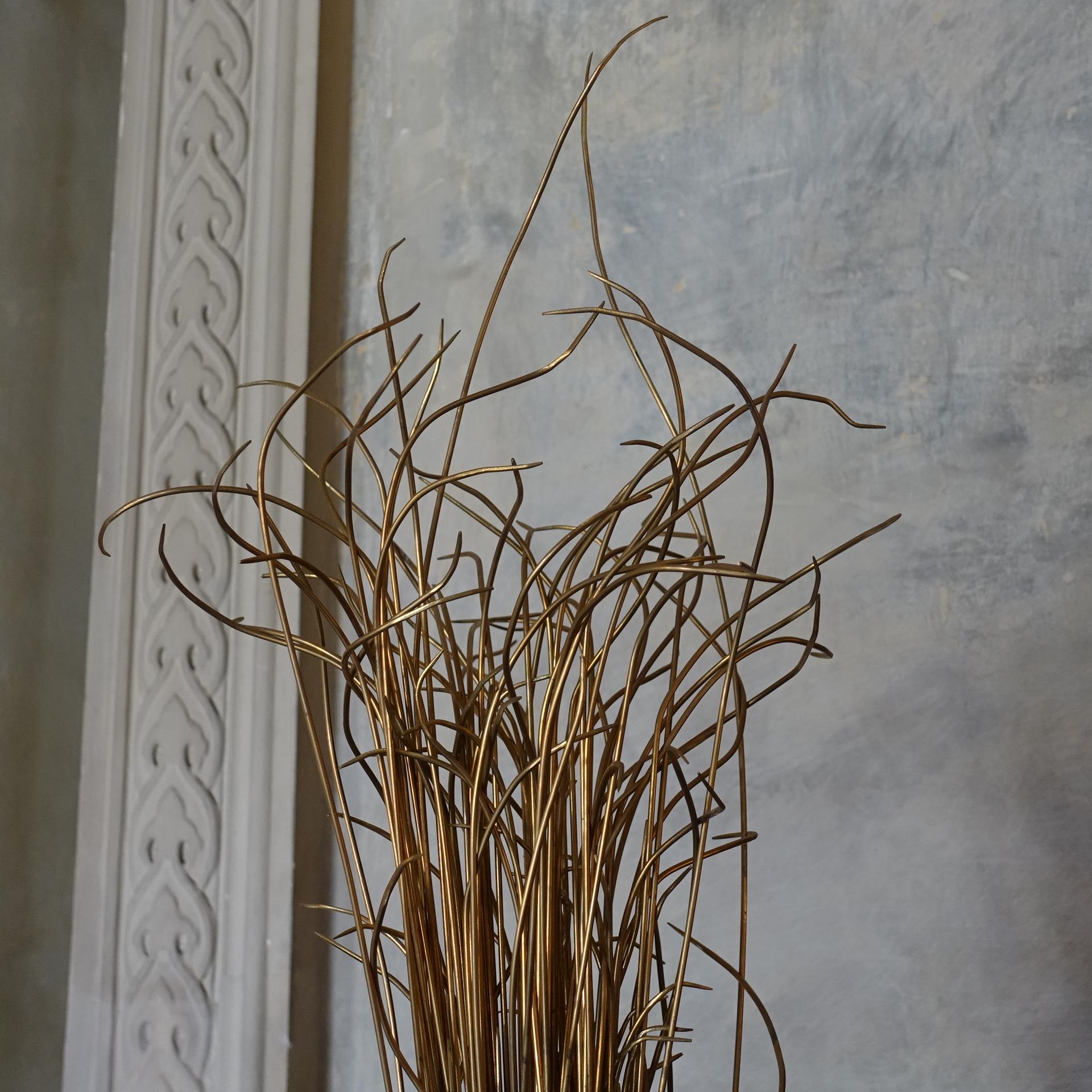 Natural Brass Wire Abstract Sculpture, Black Steel Base, Italy, 1970's Circa 6