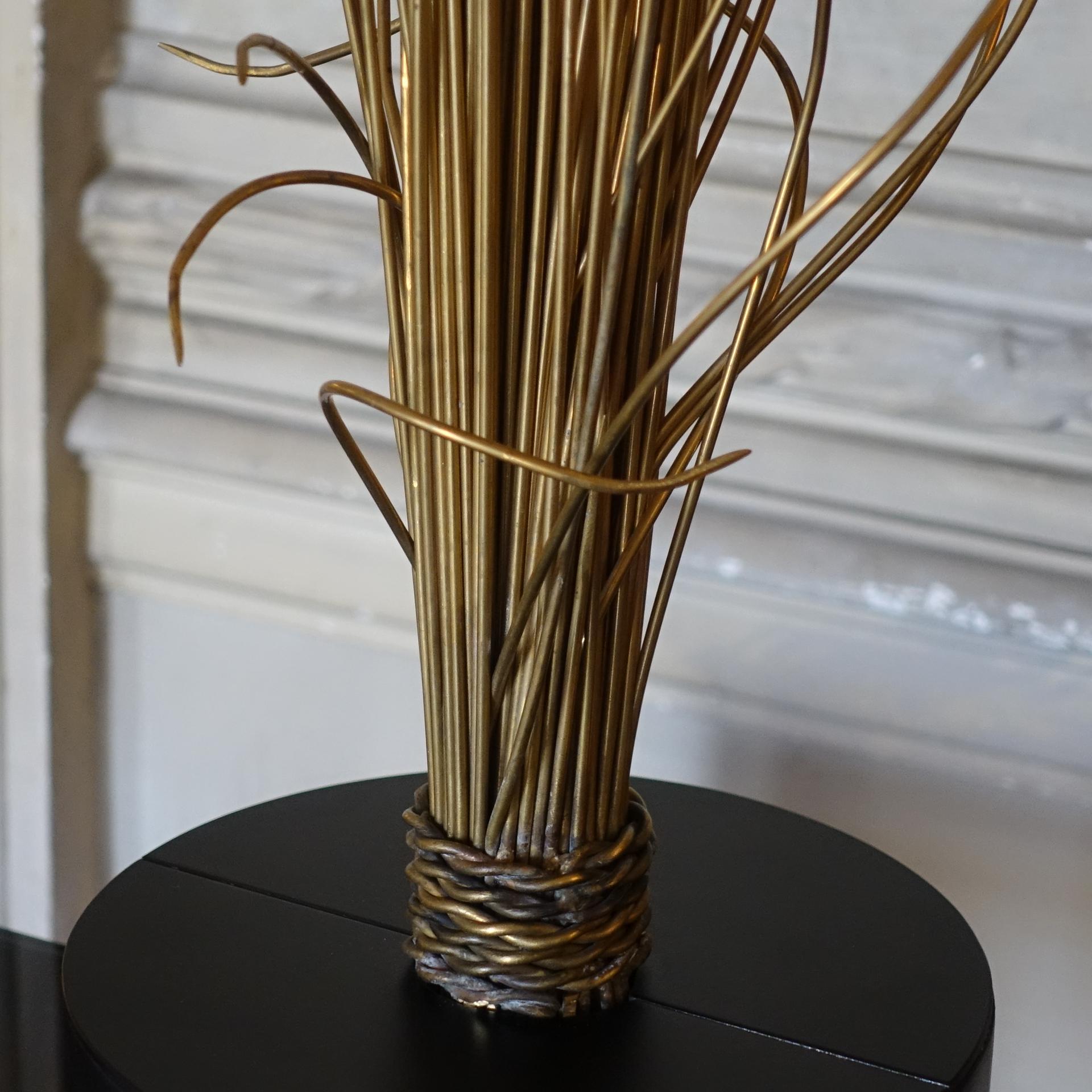 Natural Brass Wire Abstract Sculpture, Black Steel Base, Italy, 1970's Circa 7