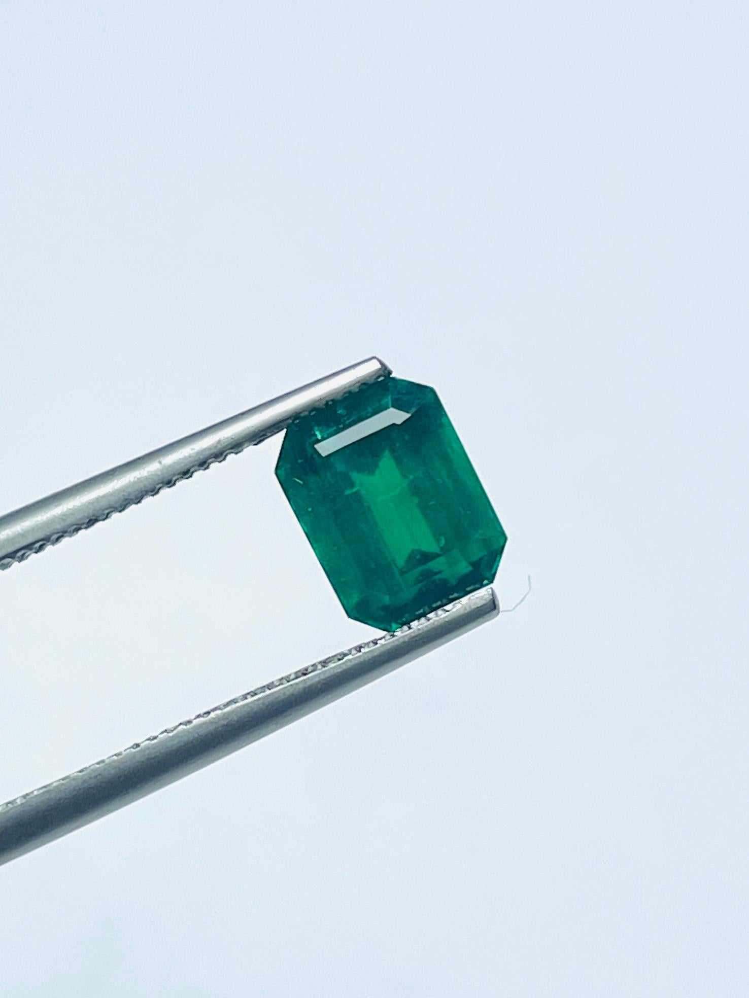 GRS Seltener Phajshir Afghanistan Smaragd 1,18ct Vivid Grün Saubere Kollektion (Smaragdschliff) im Angebot