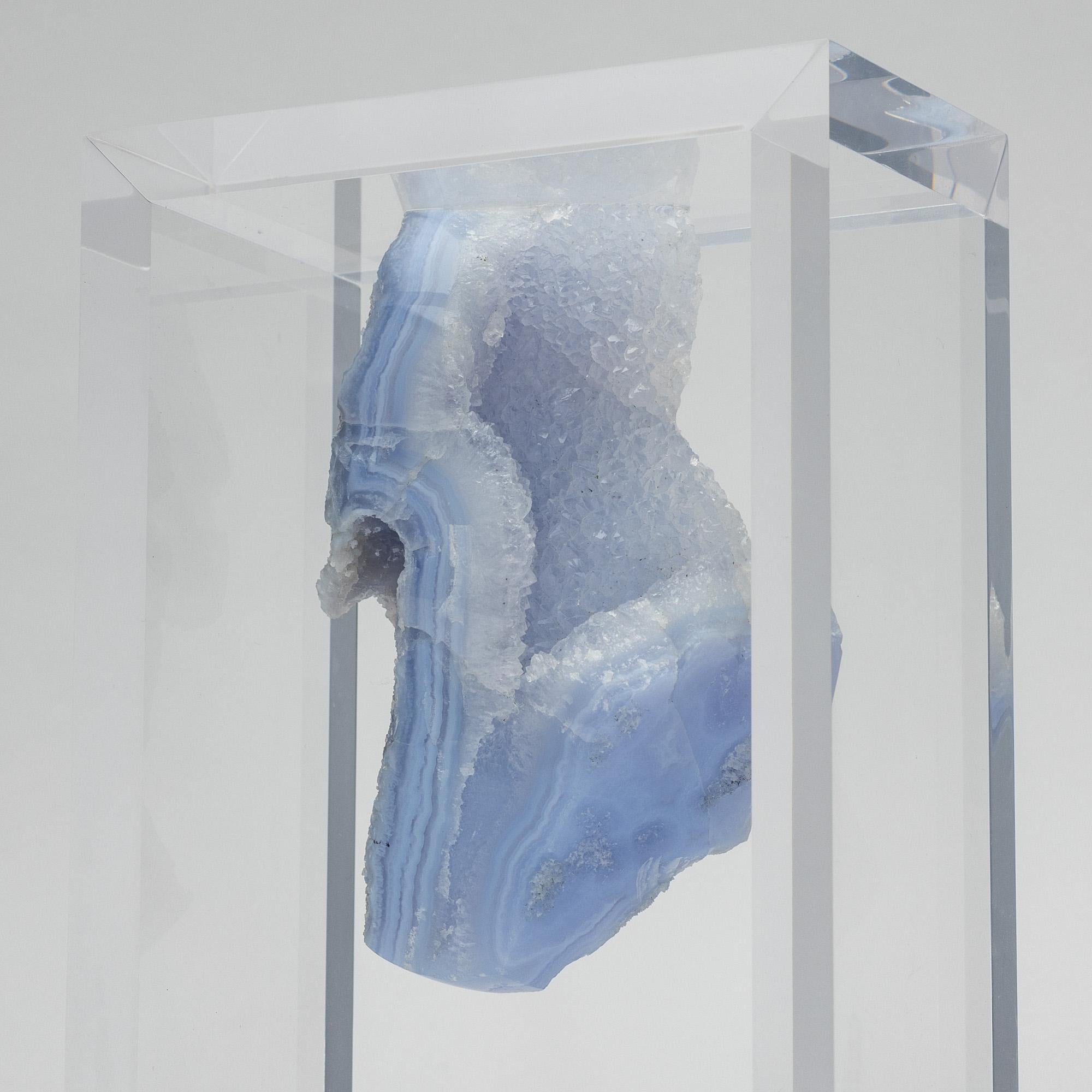 Mexican Natural Brazilian Agate specimen mounted in original design acrylic base For Sale
