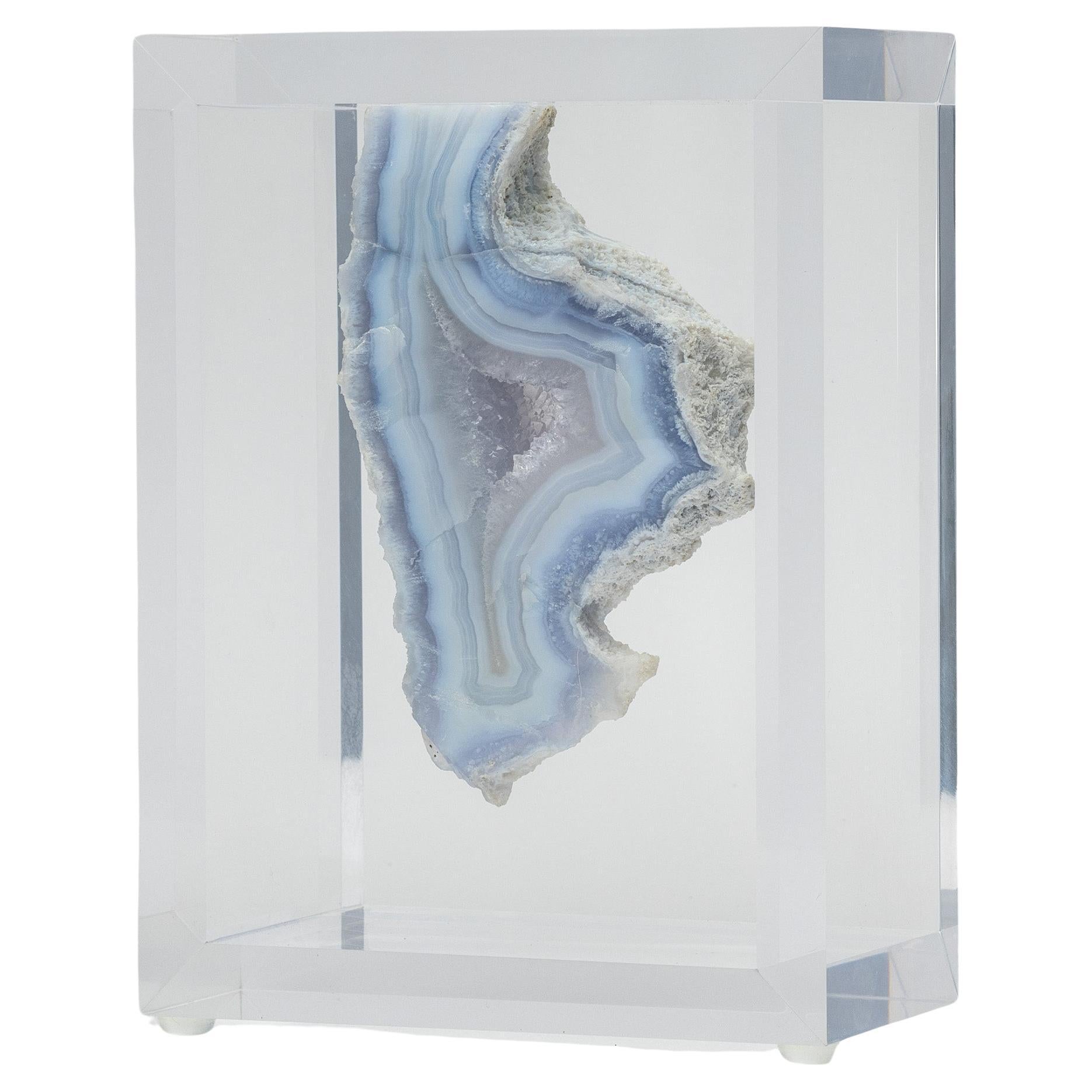 Natural Brazilian Agate specimen mounted in original design acrylic base