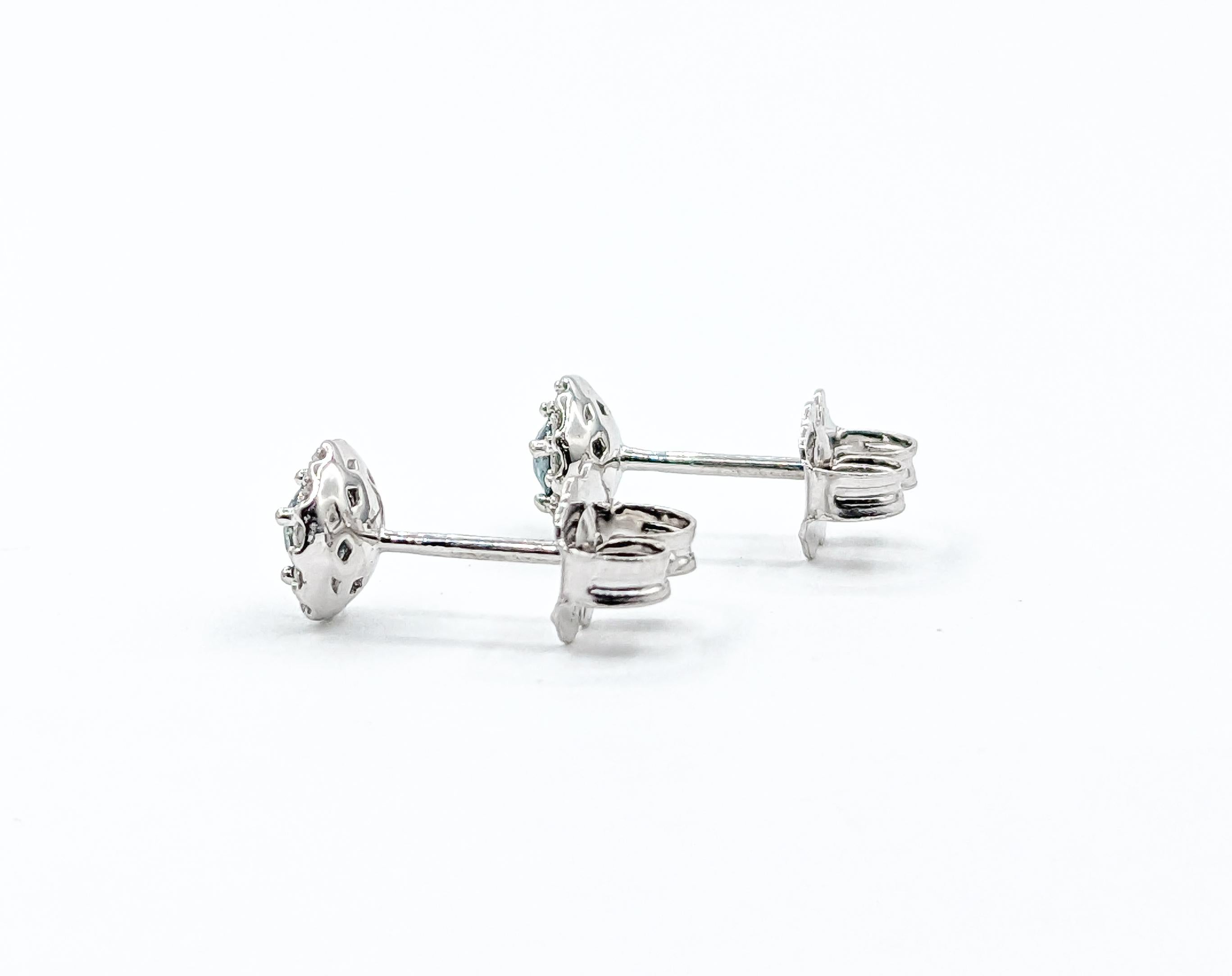 Contemporary Natural Brazilian Alexandrite & Diamond Halo Stud Earrings in White Gold For Sale