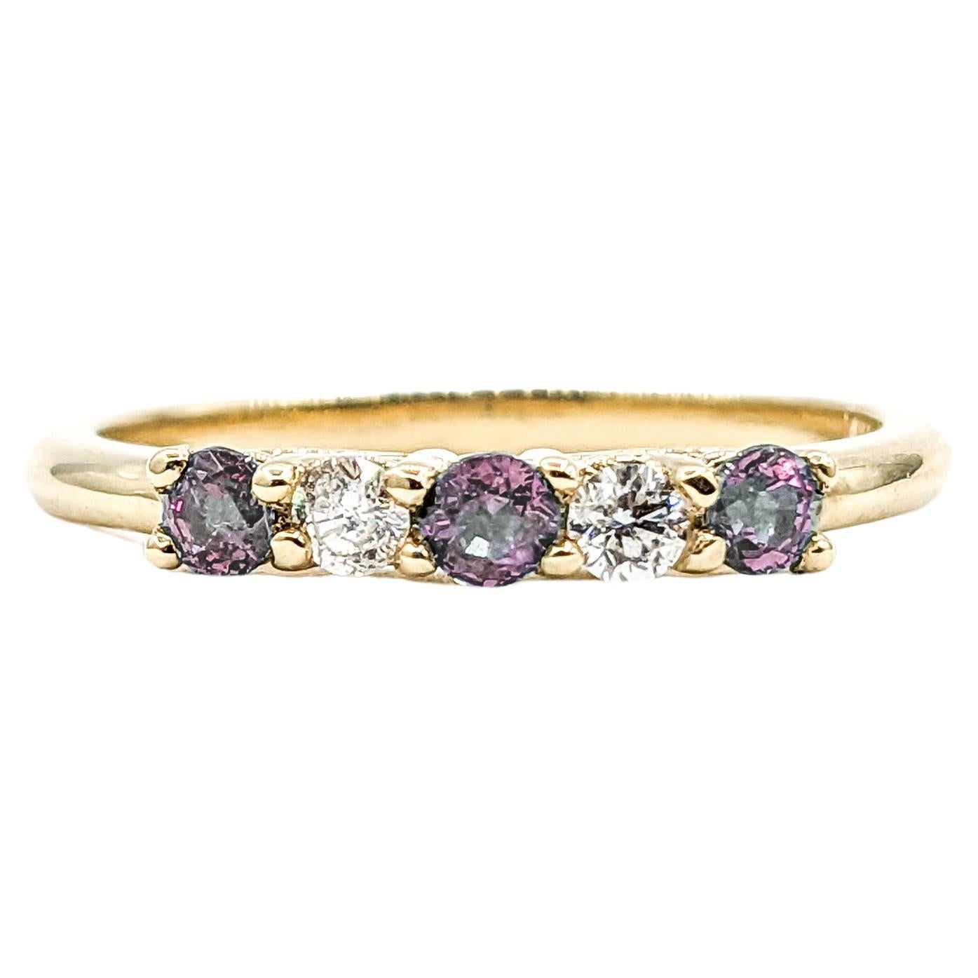 Natural Brazilian Alexandrite & Diamond Ring Yellow Gold For Sale