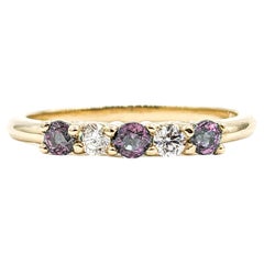 Natural Brazilian Alexandrite & Diamond Ring Yellow Gold