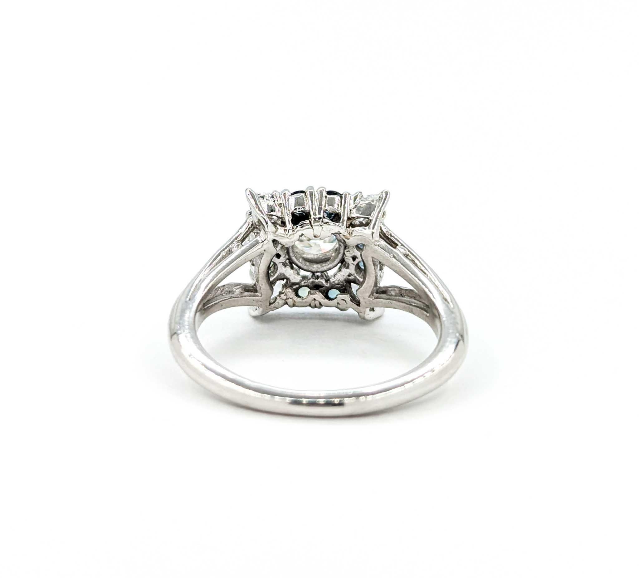 Ring aus Platin mit natürlichem brasilianischem Alexandrit und Diamant im europäischen Schliff 1