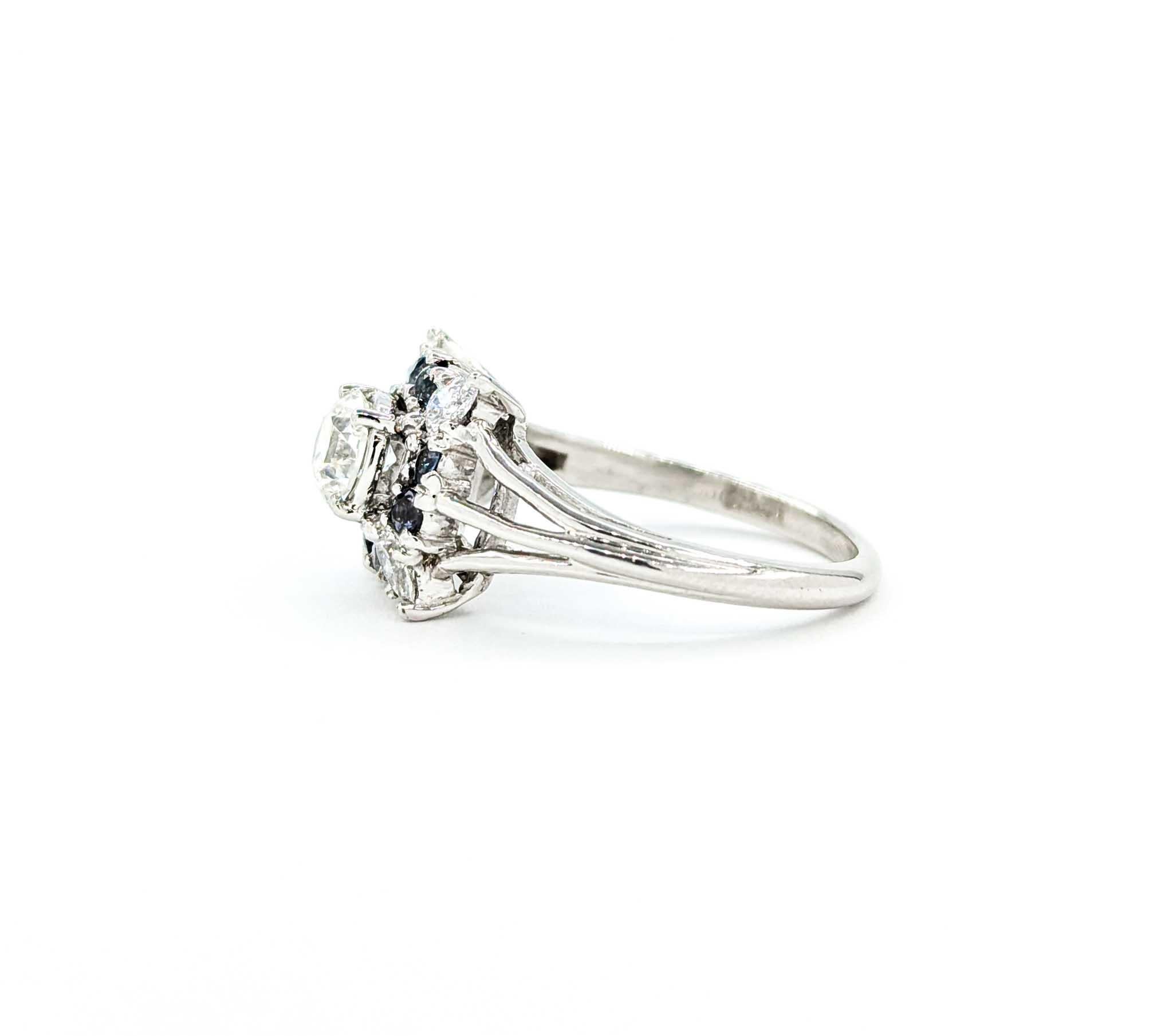 Ring aus Platin mit natürlichem brasilianischem Alexandrit und Diamant im europäischen Schliff 2