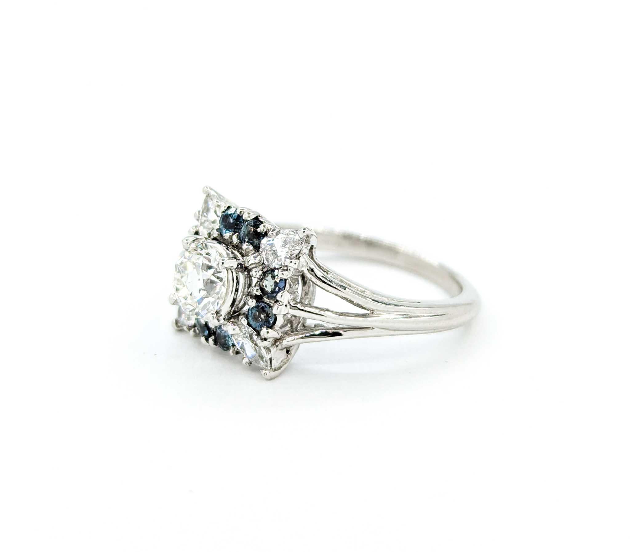 Ring aus Platin mit natürlichem brasilianischem Alexandrit und Diamant im europäischen Schliff 3