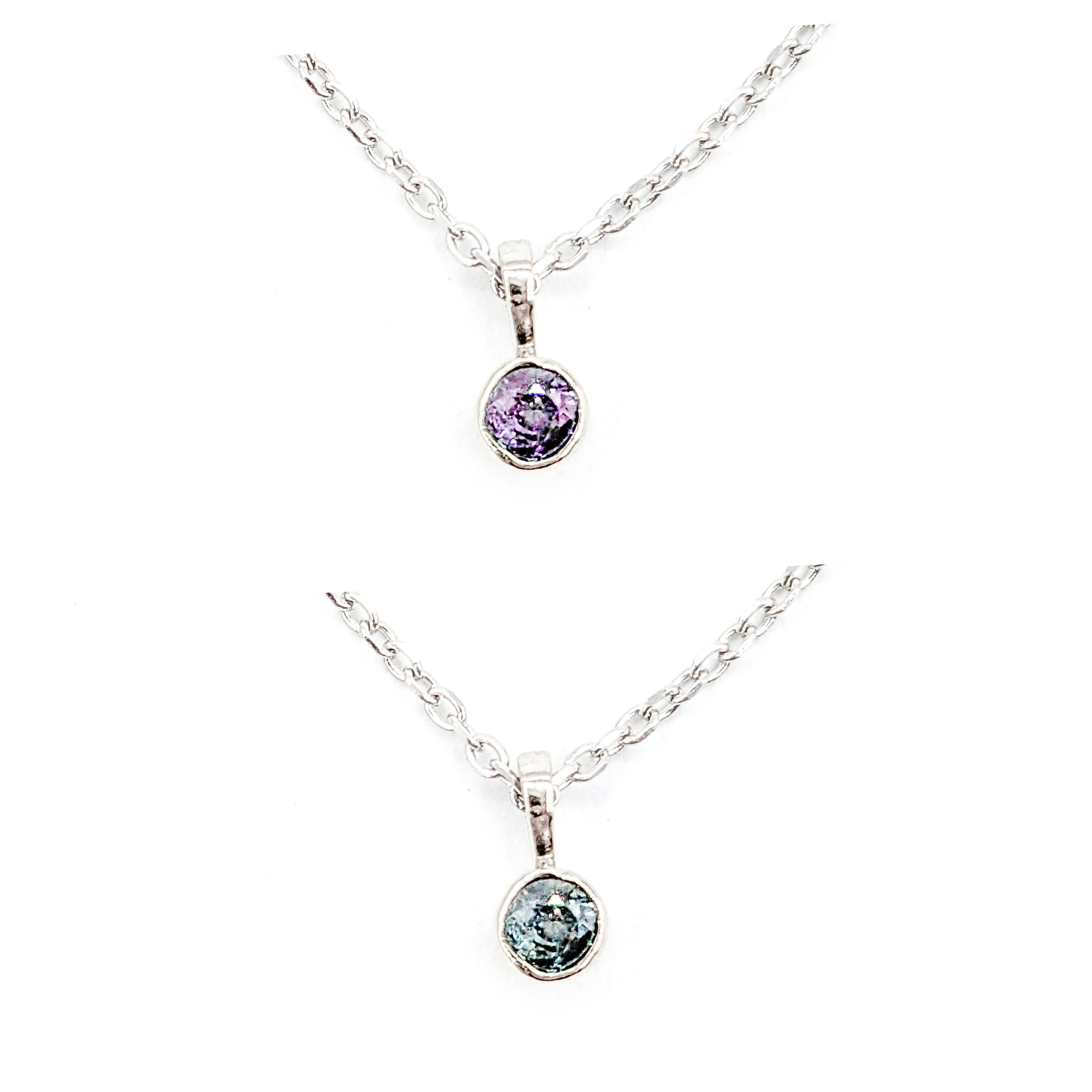Natural Brazilian Alexandrite Pendant White Gold

Discover the allure of this stunning Pendant, crafted in 14kt White Gold and featuring a Solitaire Bezel setting. The center of attraction is a 0.08ct Brazilian Alexandrite, renowned for its