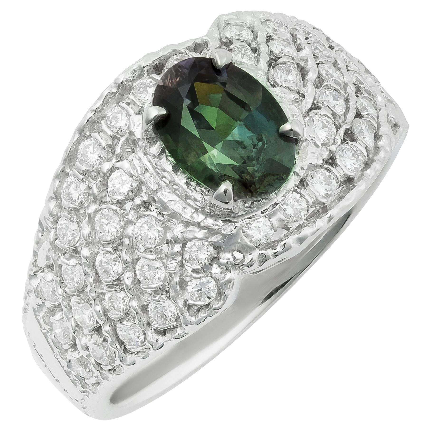Natural Brazilian Alexandrite Stone 1.04 cts in Platinum Ring w Dia / GIA Report