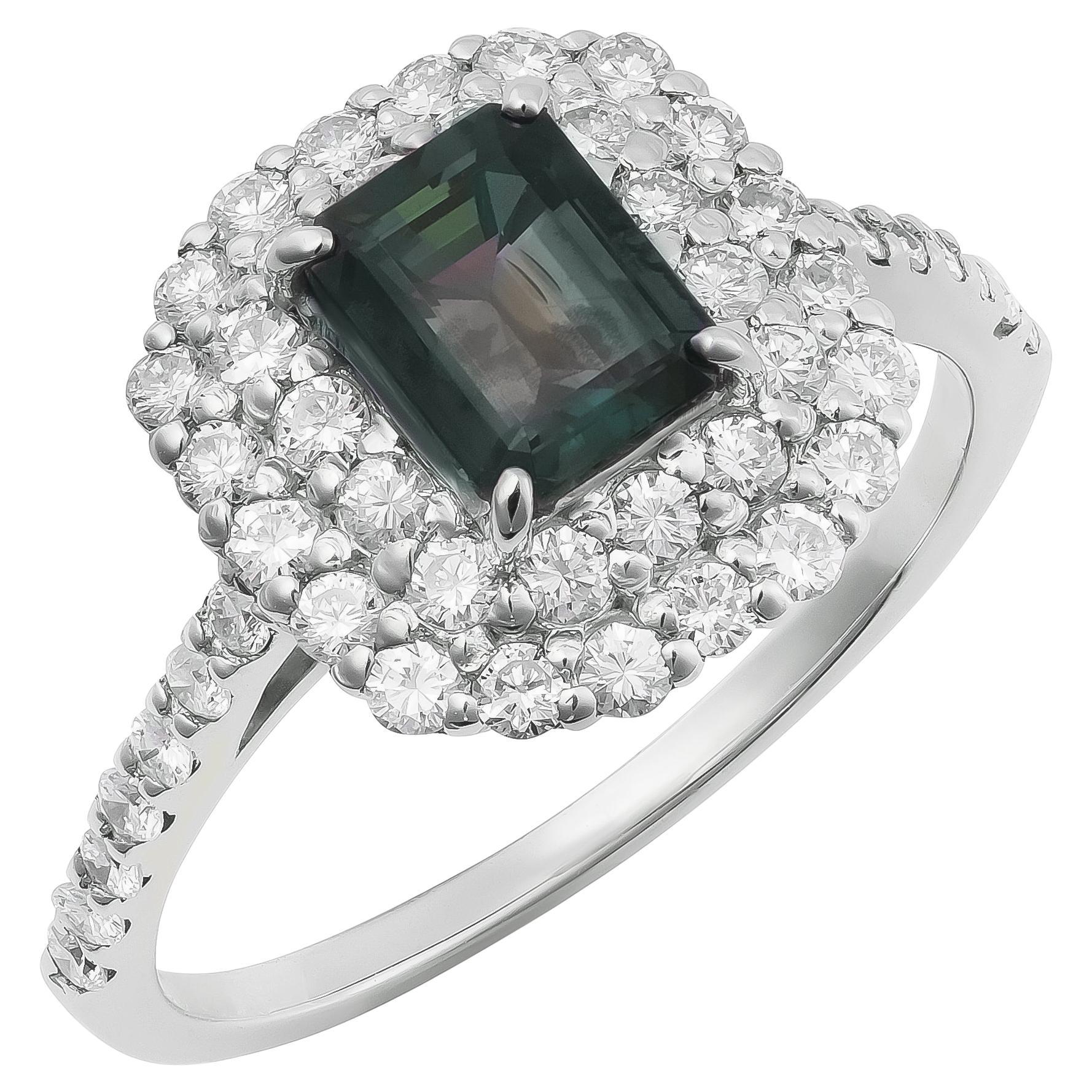 Natural Brazilian Alexandrite Stone 1.06 cts in Platinum Ring w Dia / GIA Report