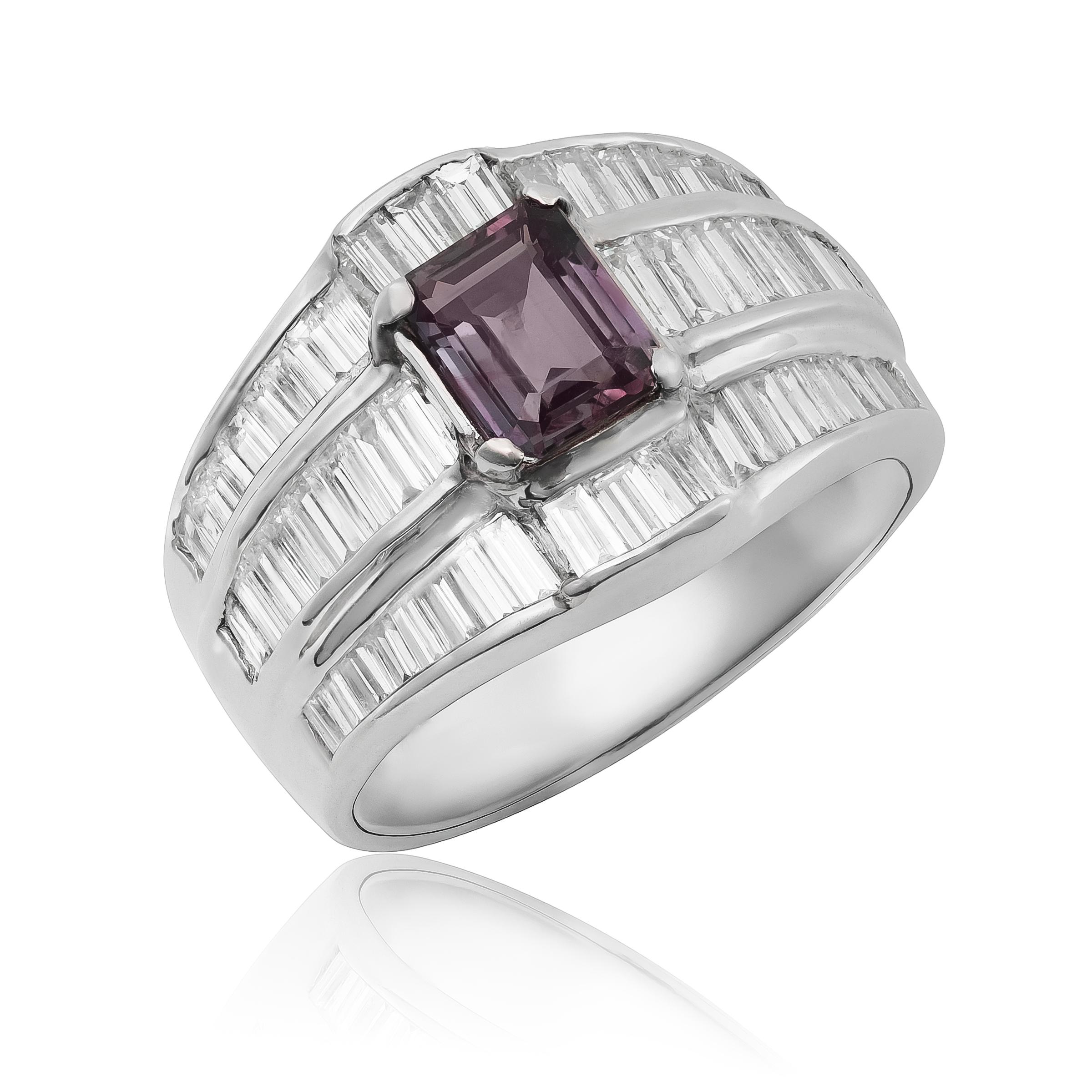 Natural Brazilian Alexandrite Stone 1.08 cts in Platinum Ring w Dia / GIA Report 1