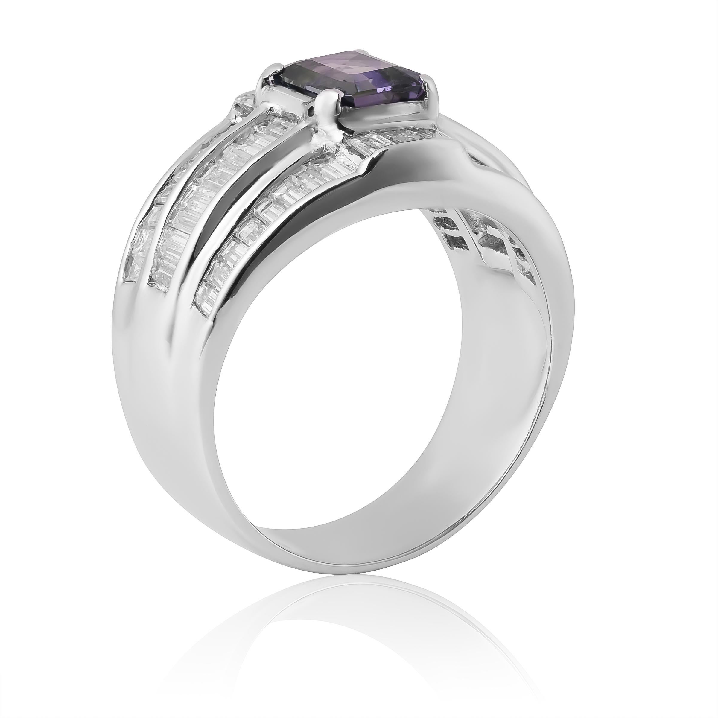 Natural Brazilian Alexandrite Stone 1.08 cts in Platinum Ring w Dia / GIA Report 2