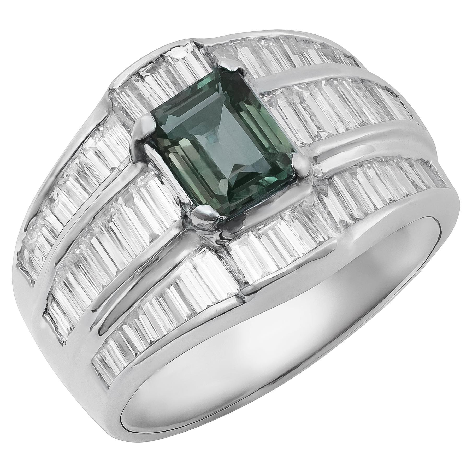 Natural Brazilian Alexandrite Stone 1.08 cts in Platinum Ring w Dia / GIA Report