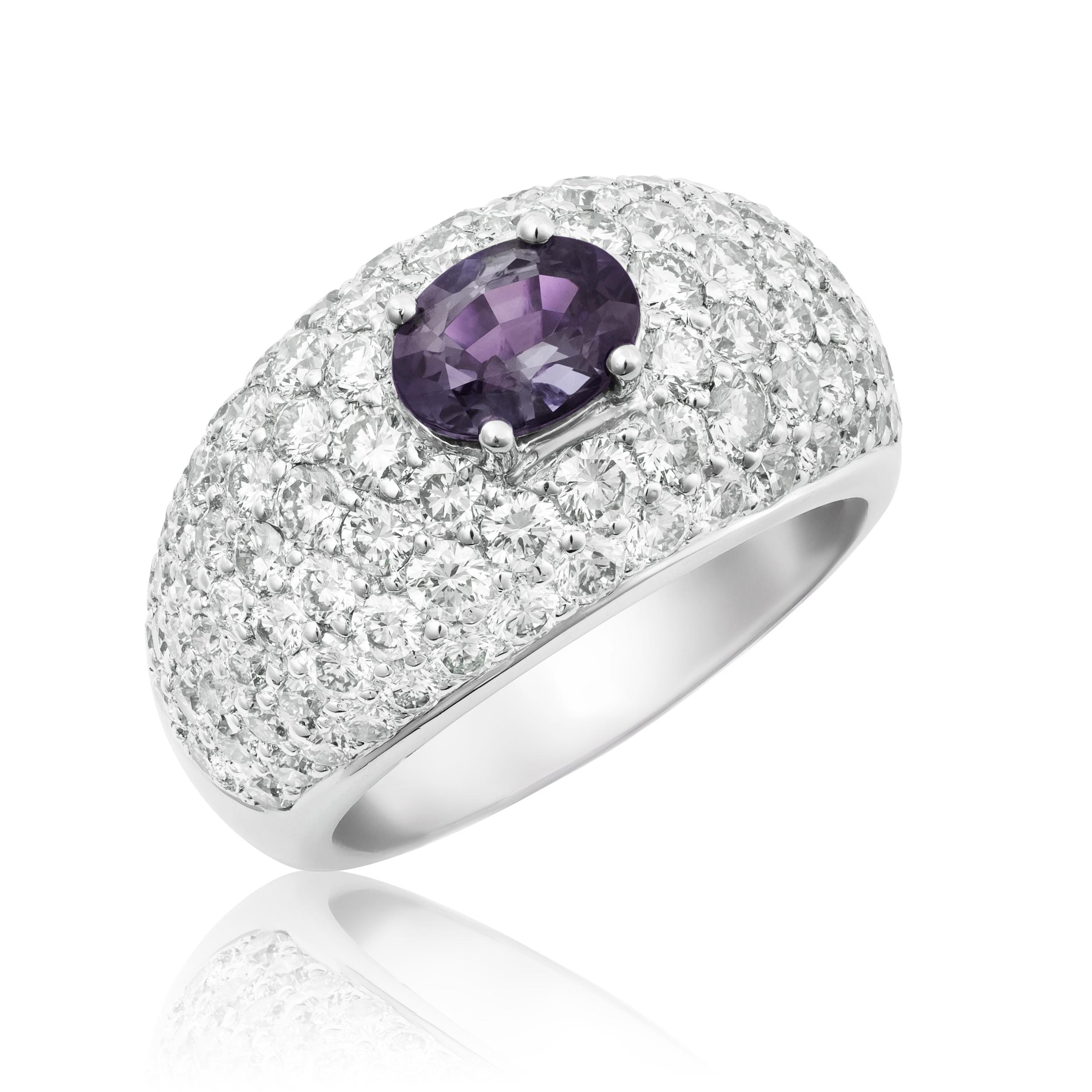 Natural Brazilian Alexandrite Stone 1.15 cts in Platinum Ring w Dia / GIA Report For Sale 1