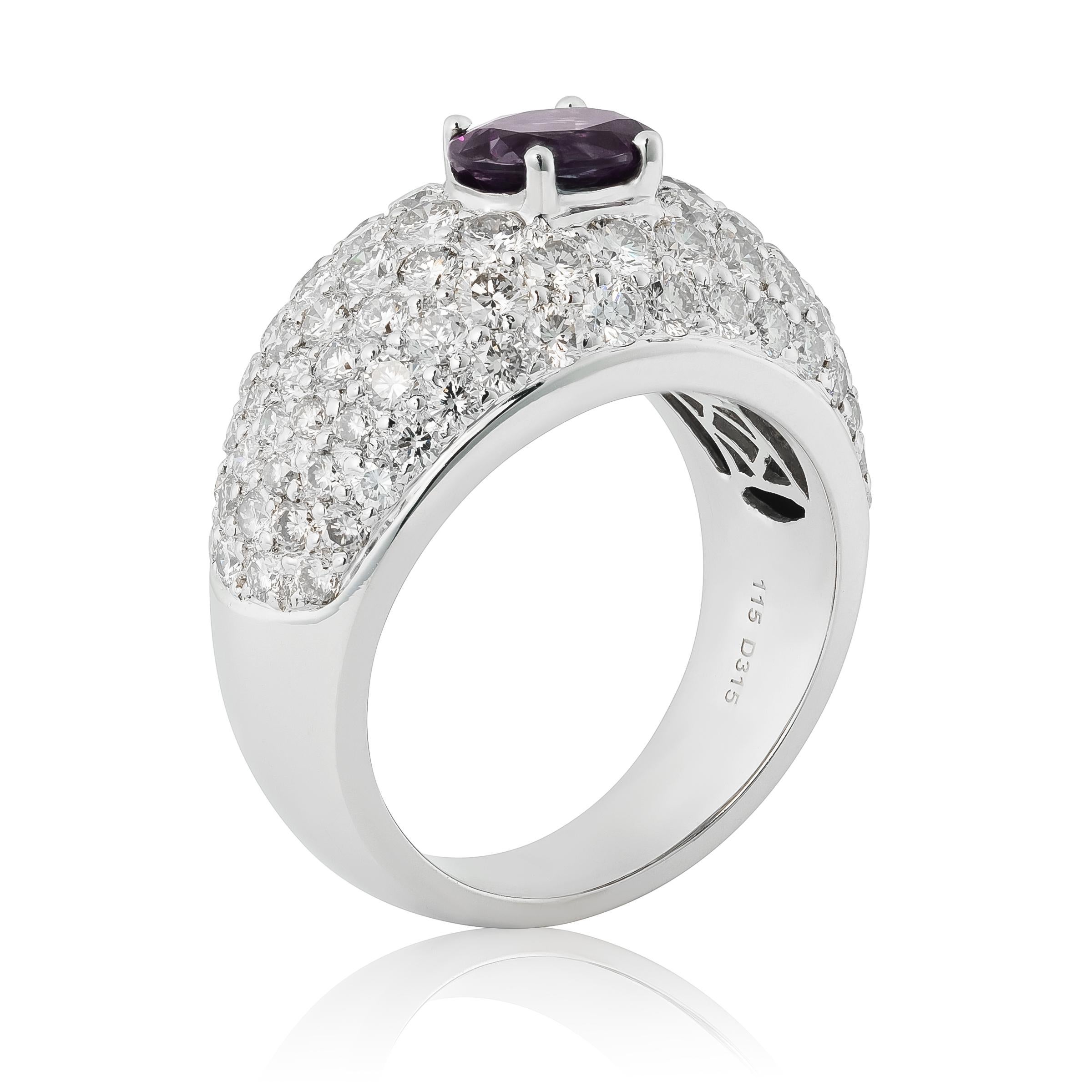 Natural Brazilian Alexandrite Stone 1.15 cts in Platinum Ring w Dia / GIA Report For Sale 2