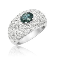 Pierre alexandrite brésilienne naturelle de 1,15 carat dans une bague en platine avec diamant / rapport GIA