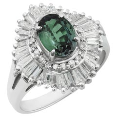 Natural Brazilian Alexandrite Stone 1.44 cts in Platinum Ring w Dia / GIA Report