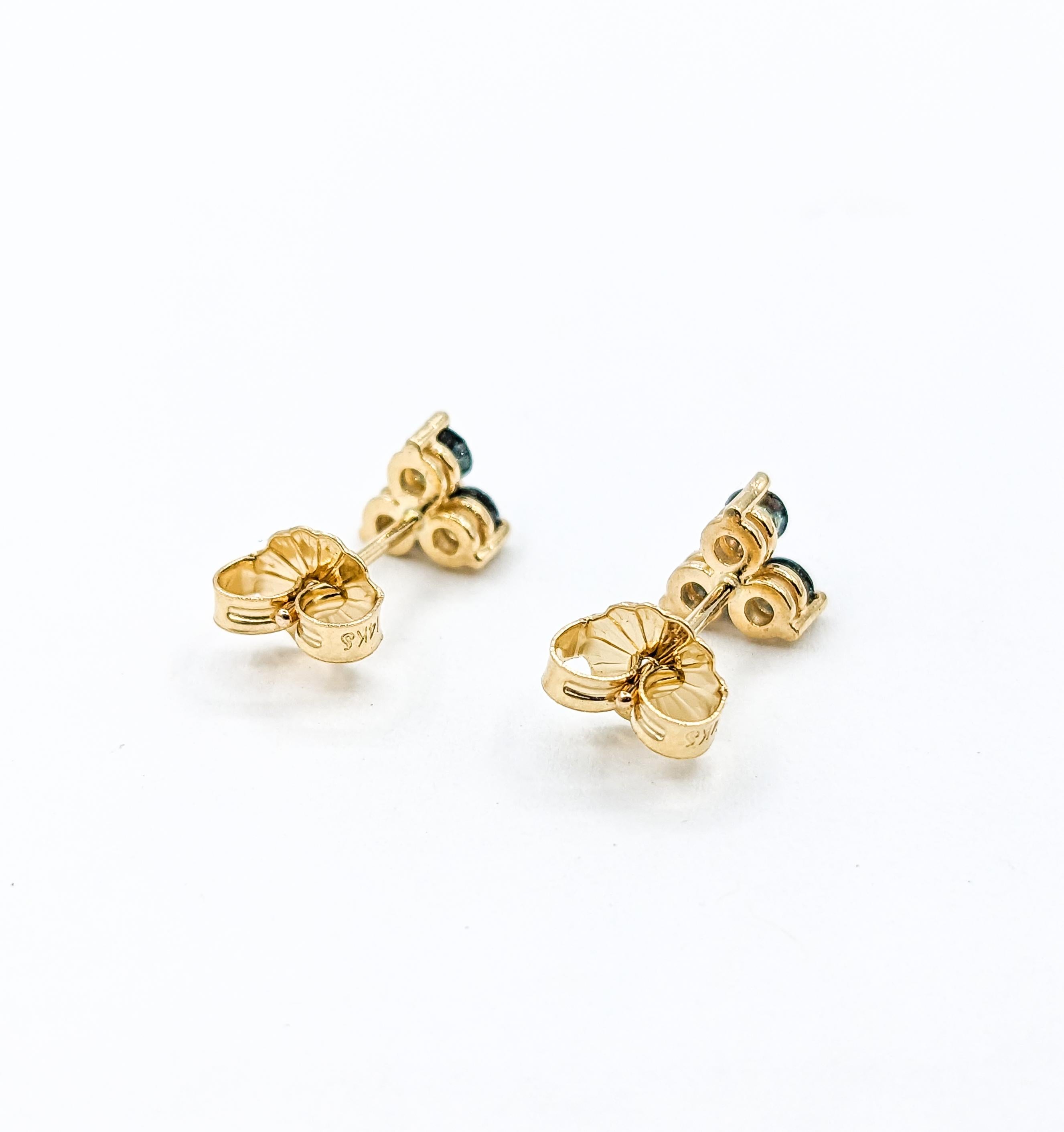 Natural Brazilian Alexandrite Stud Earrings in Yellow Gold For Sale 1