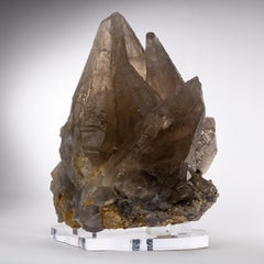 Natural Brazilian Citrine Quartz Specimen Mounted on Custom Acrylic Base