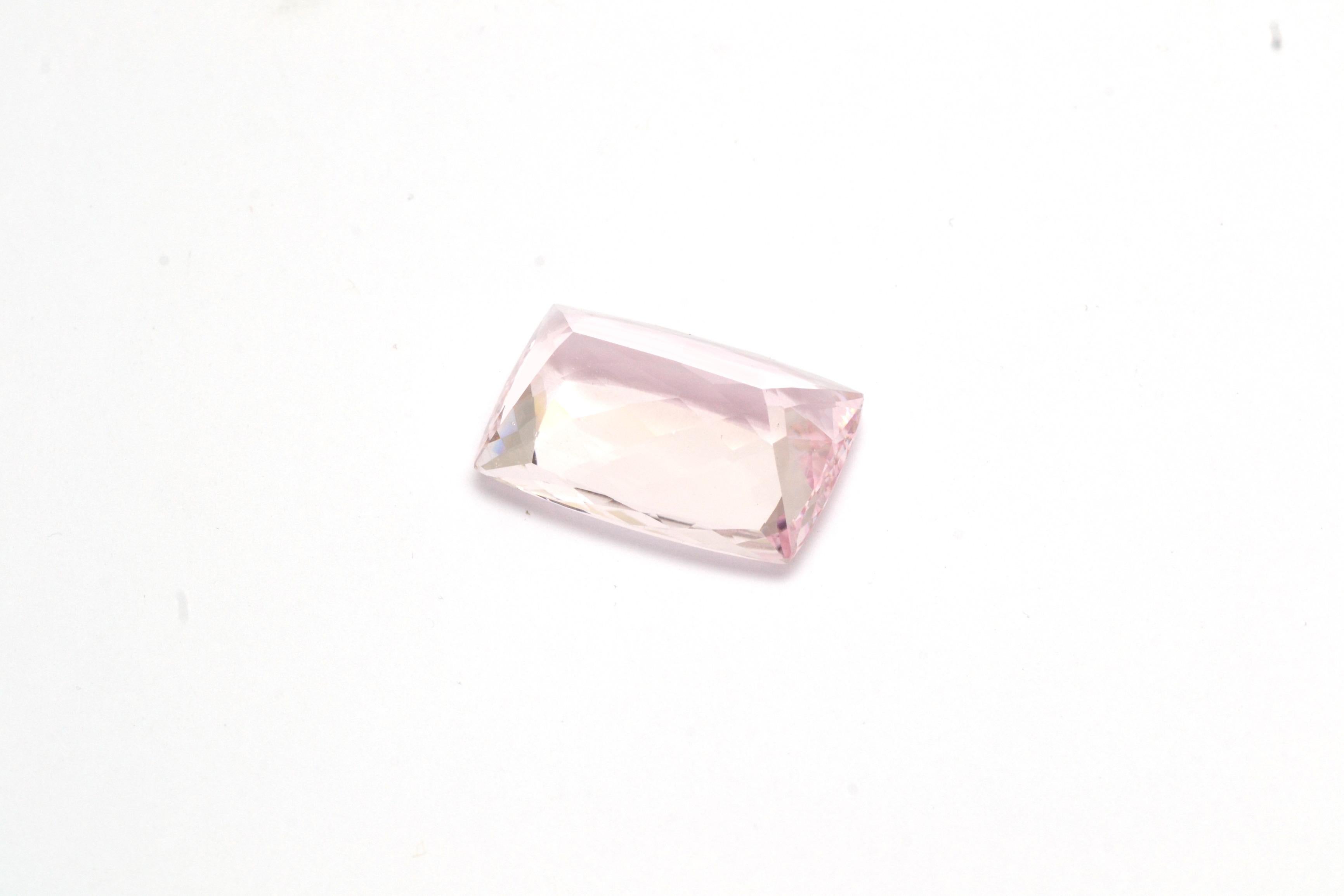 An important natural Brazilian Morganite weighing 47.05 carats, Cushion cut.  the stone was personally selected in Brazil by our experts.
If you are a stone collector, this beautiful pink stone is a true beauty, a must have.

As well we suggest you