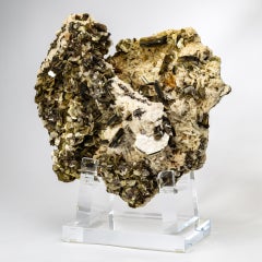 Natürliche brasilianische Muskovit und Albit Cluster Probe auf einem benutzerdefinierten Acryl Basis