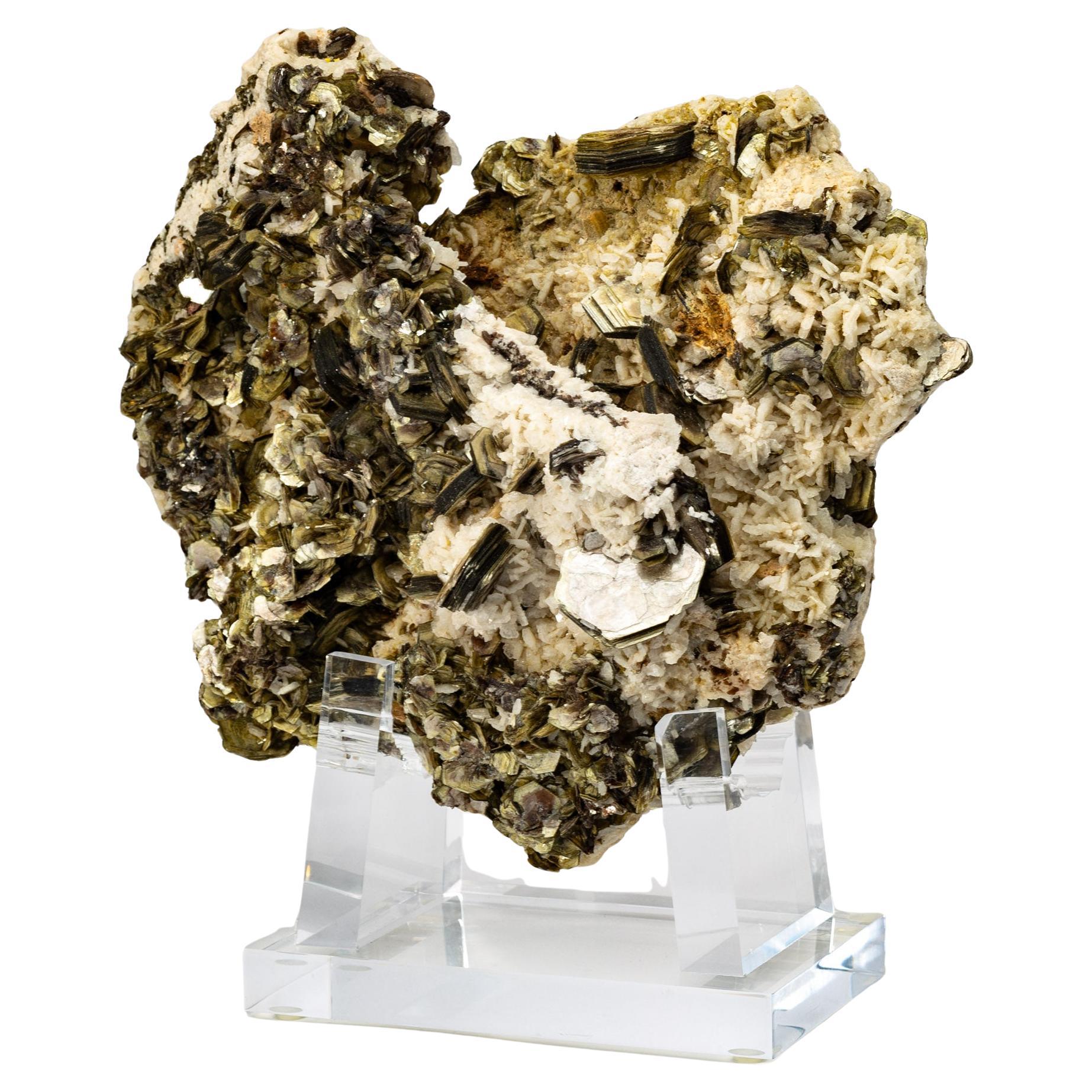 Natural Brazilian Muscovite and Albite cluster Specimen on a Custom Acrylic Base