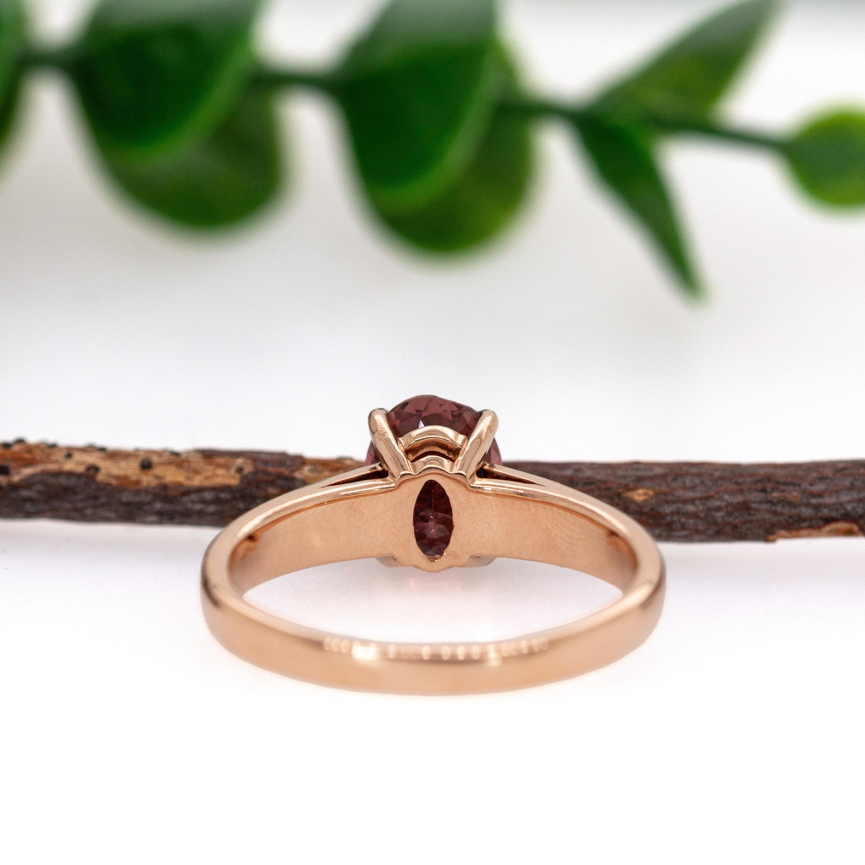 Natürlicher brasilianischer rosa Turmalin  Ring aus 14k massivem Roségold  8x6mm, 1,19cts Damen im Angebot
