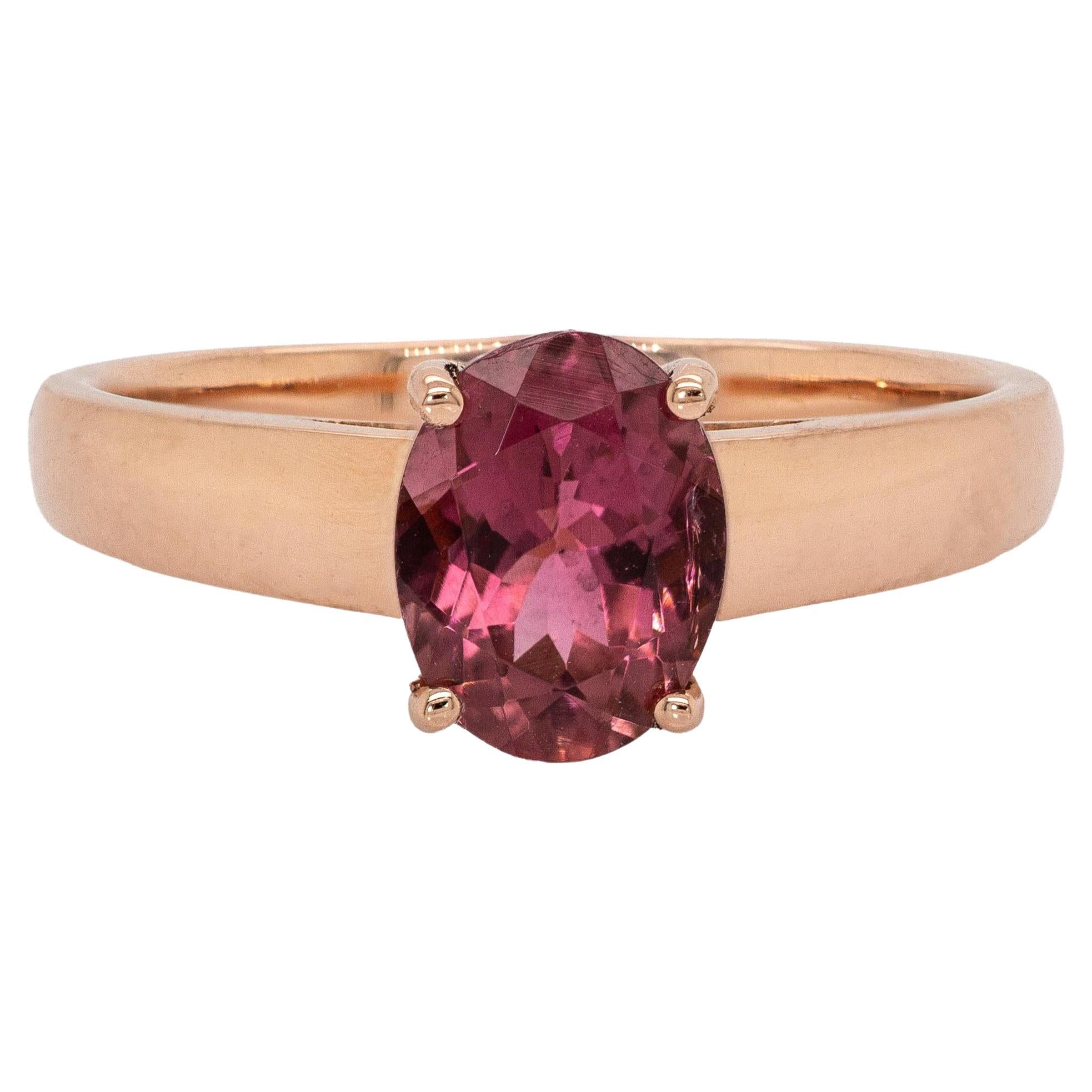 Natürlicher brasilianischer rosa Turmalin  Ring aus 14k massivem Roségold  8x6mm, 1,19cts im Angebot