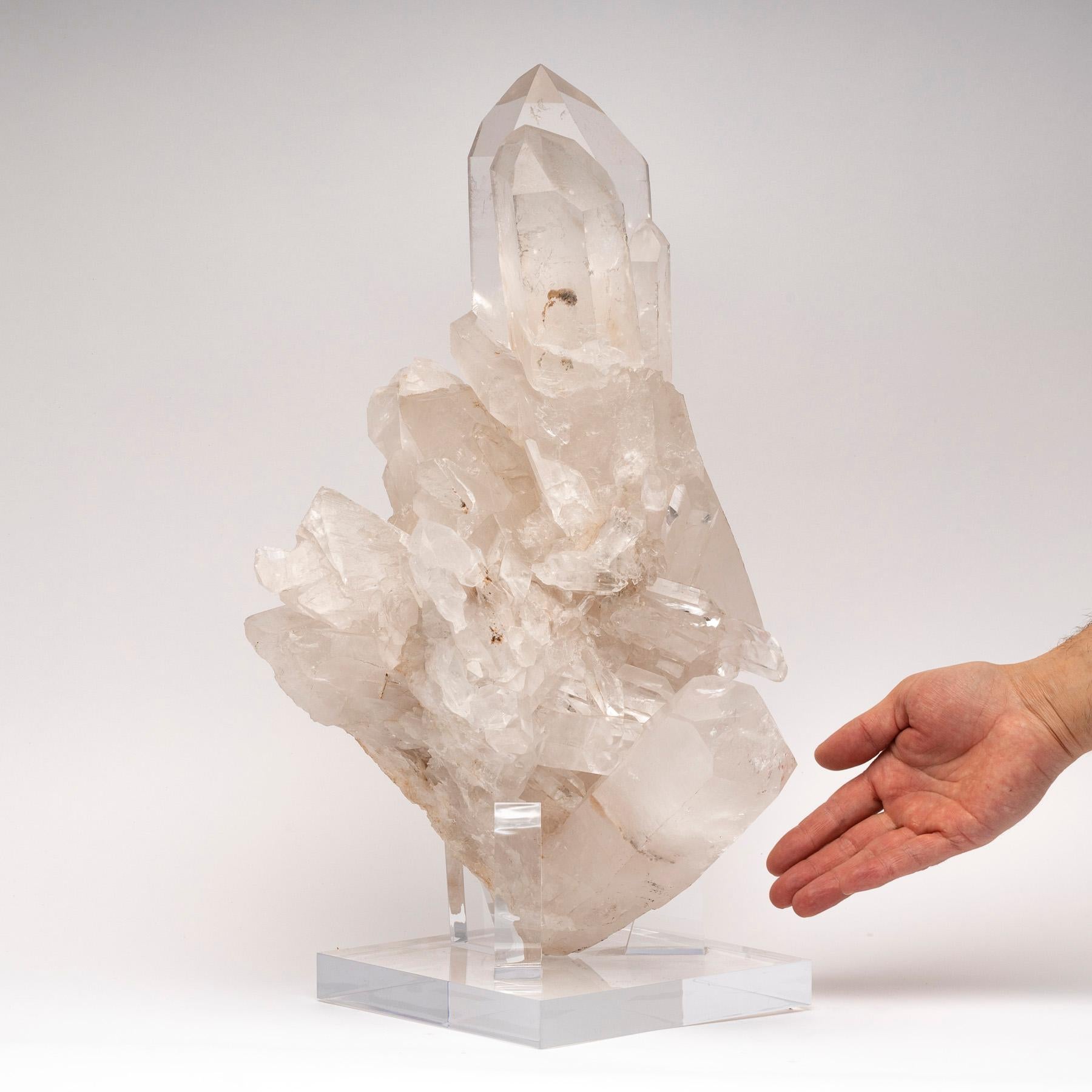 Natural Brazilian Quartz Multipoint Specimen Mounted on Custom Acrylic Base 4