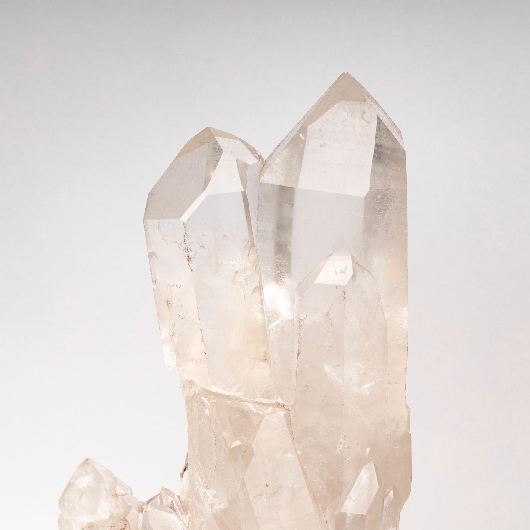 Mexican Natural Brazilian Quartz Multipoint Specimen Mounted on Custom Acrylic Base