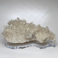 Natural Brazilian Quartz Specimen cluster Mounted on Custom Acrylic Base