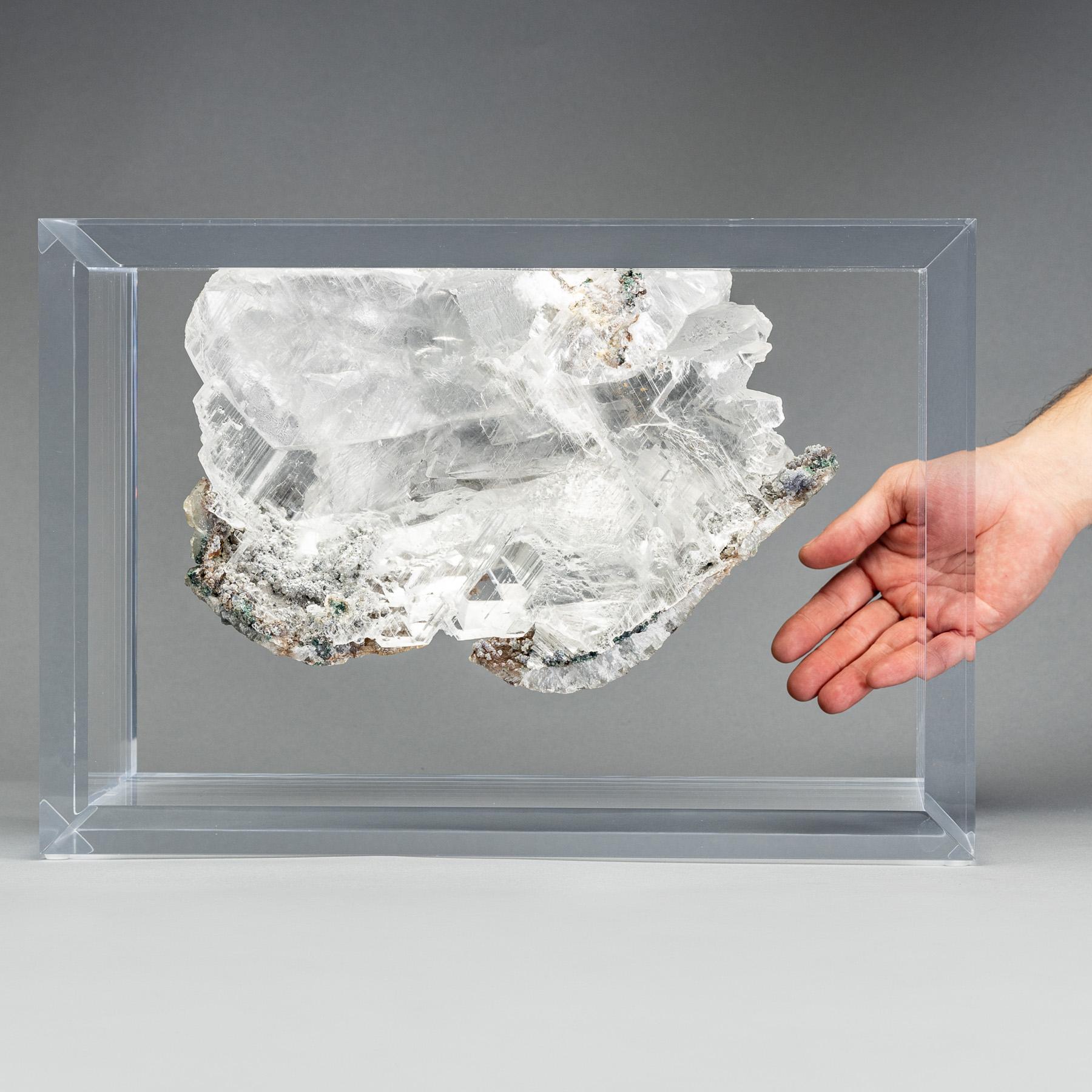 Quartz Natural Brazilian Selenite specimen mounted in original design acrylic base