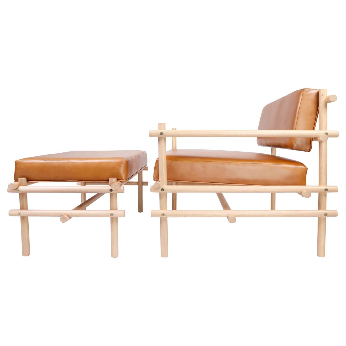 Natural Brazilian Wood Pipa Armchair in Naked Style from Tiago Curioni